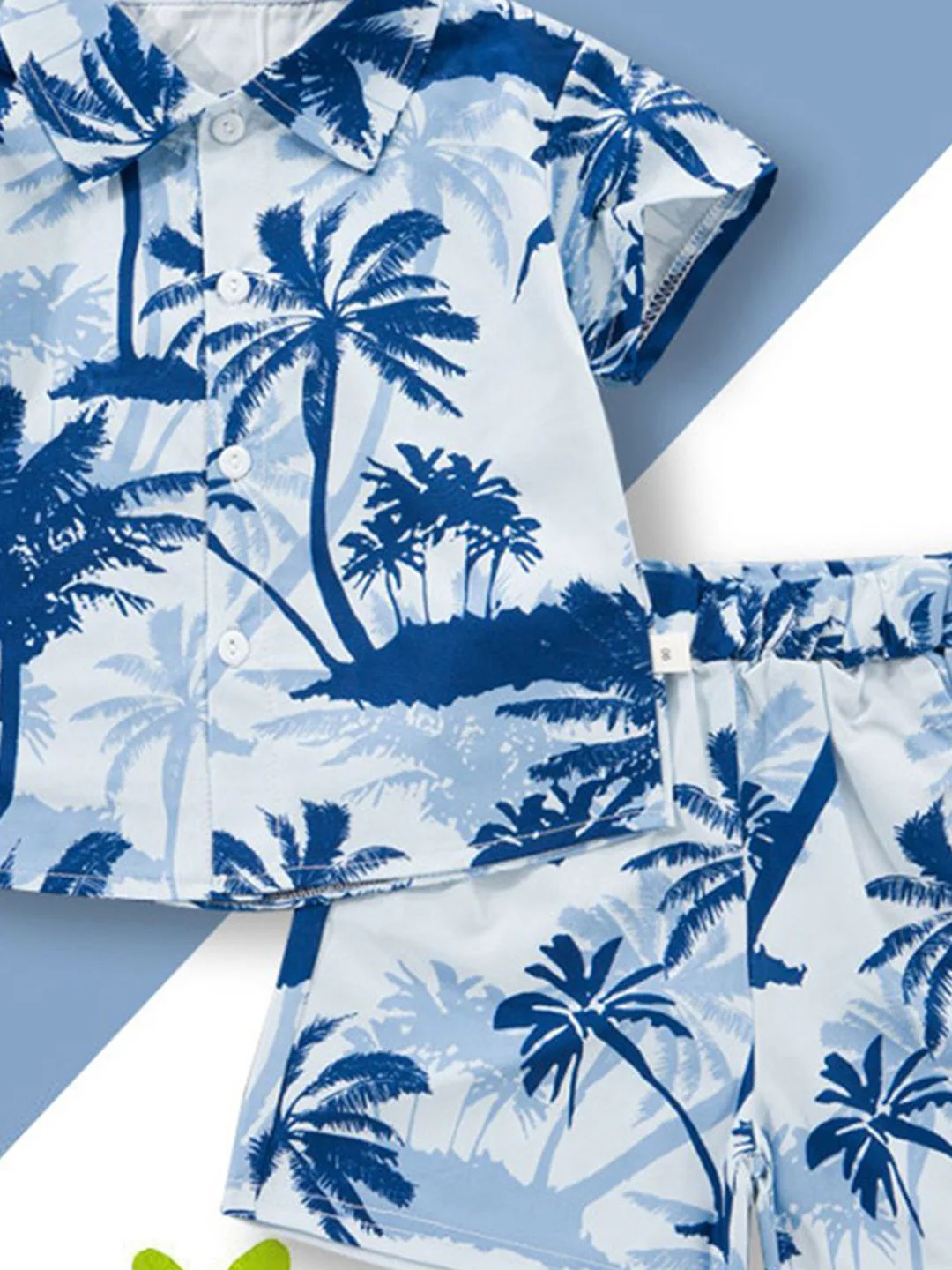 YK Boys Tropical Printed Short Sleeves Shirt With Shorts - Image 2