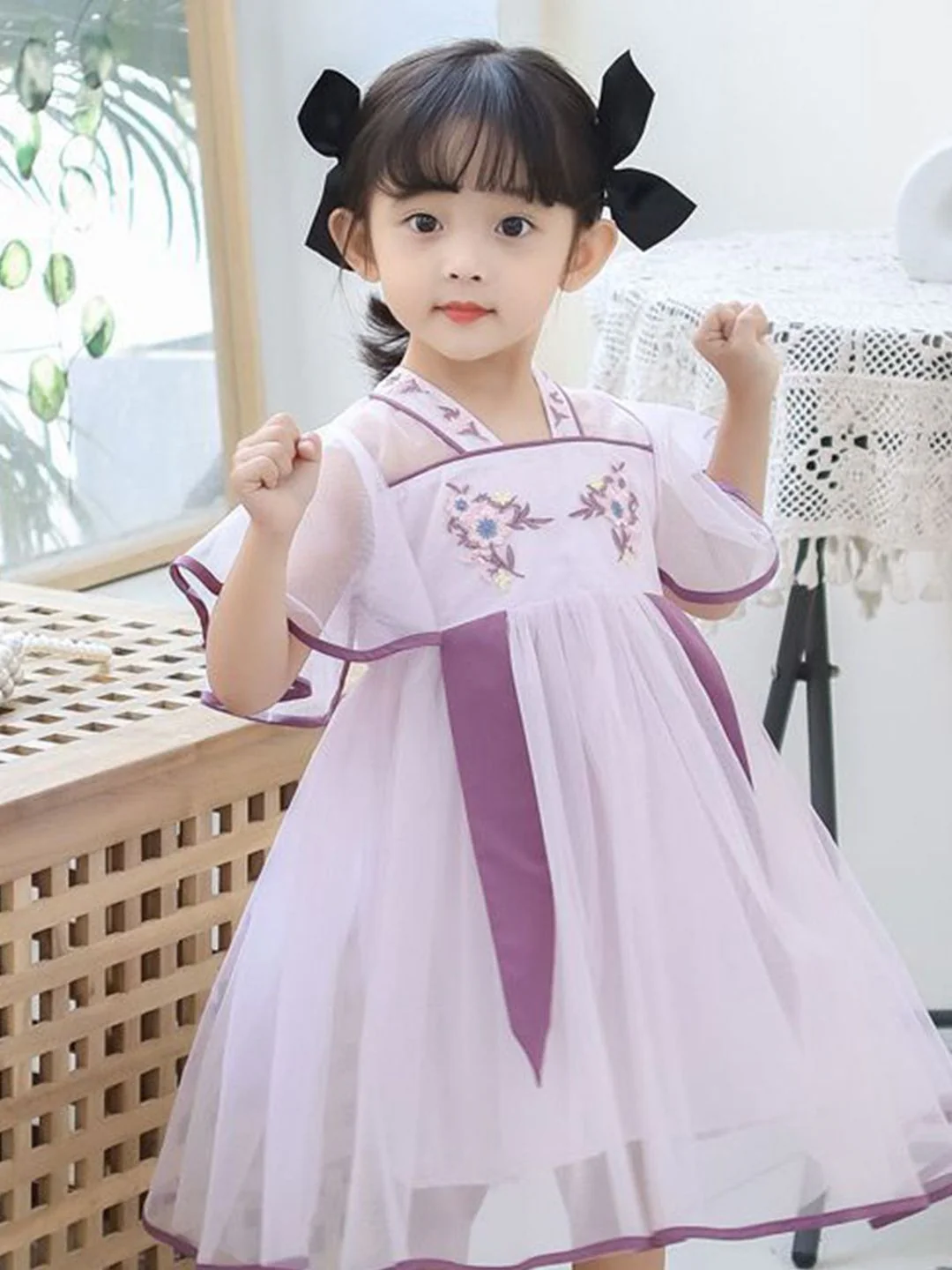 YK Floral Girls Floral Self Design Fit & Flare Dress - Image 2