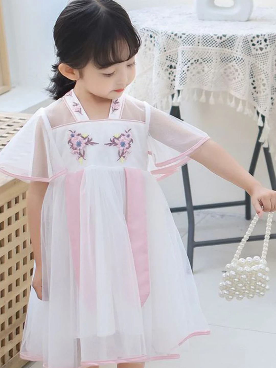 YK Floral Girls Floral Self Design Fit & Flare Dress - Image 4