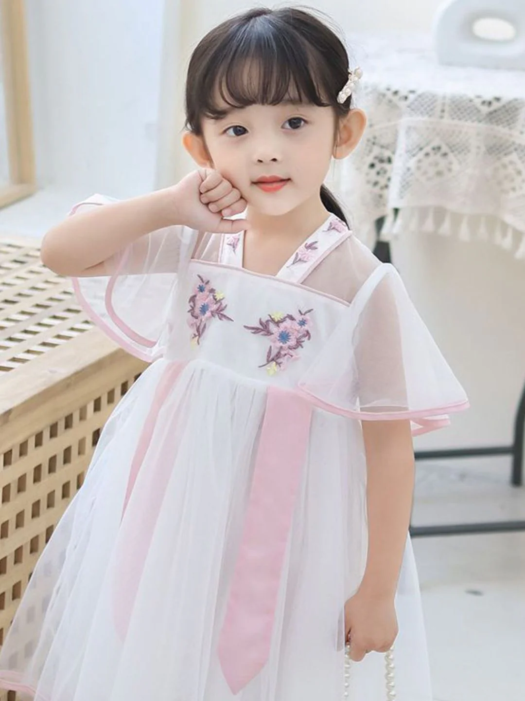 YK Floral Girls Floral Self Design Fit & Flare Dress - Image 6