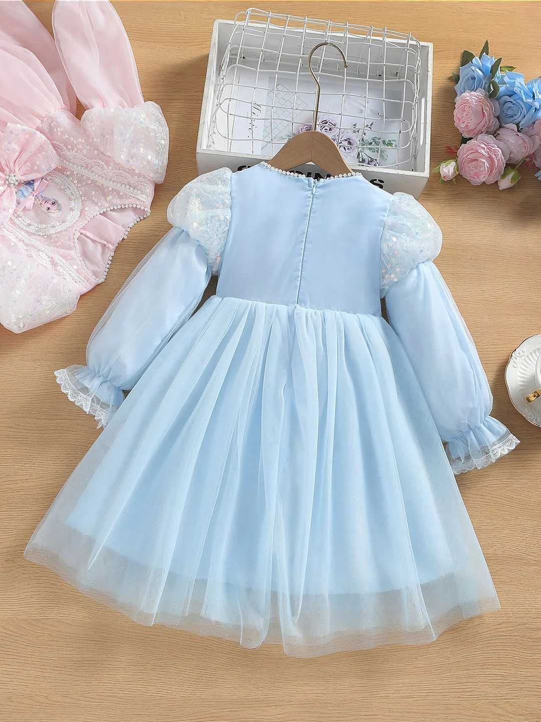 YK Girl Puff Sleeve Fit and Flare Dress - Image 2