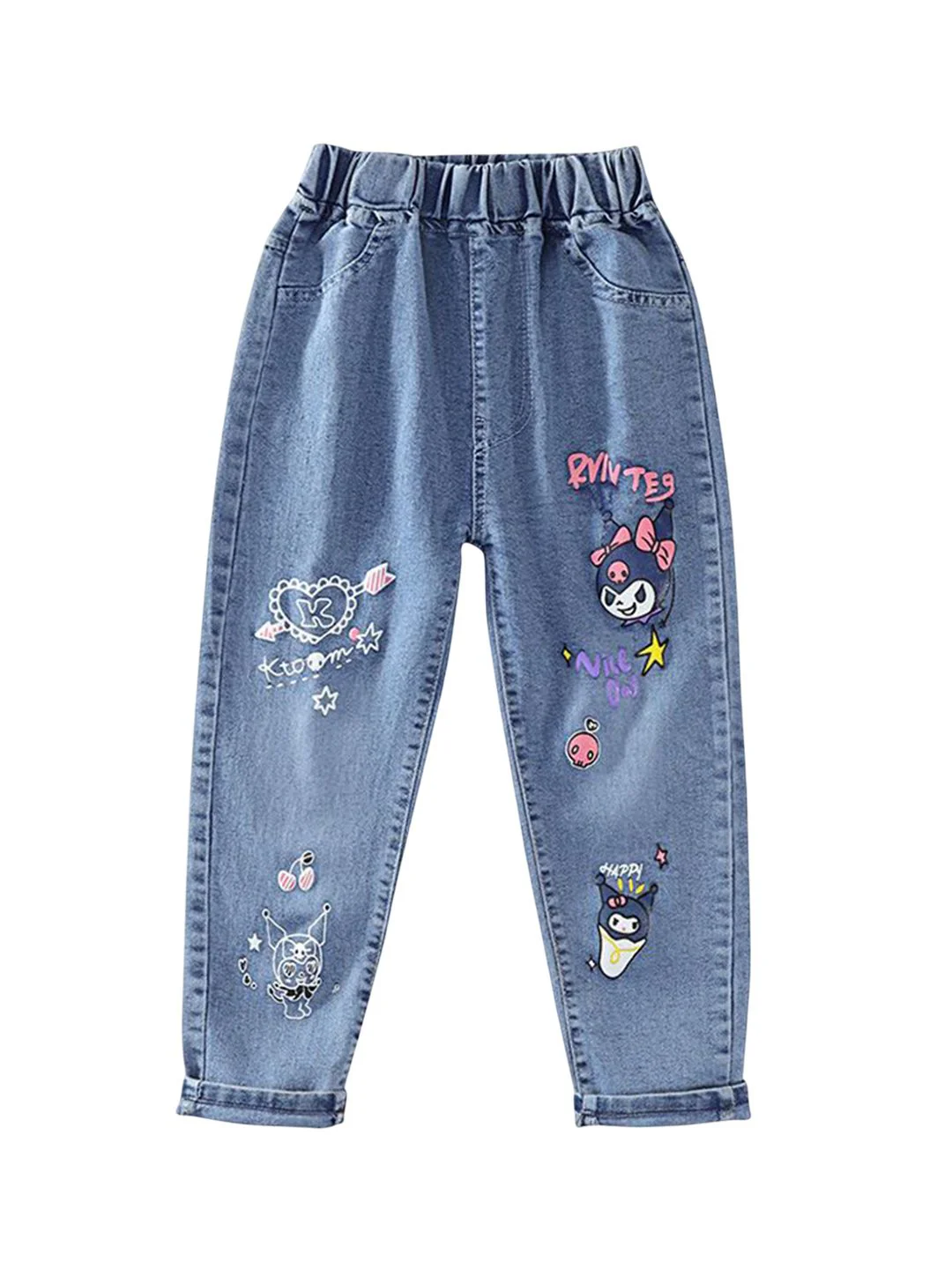 YK Girls Comfort Relaxed Fit High-Rise Clean Look Embroidered Stretchable Jeans - Image 7