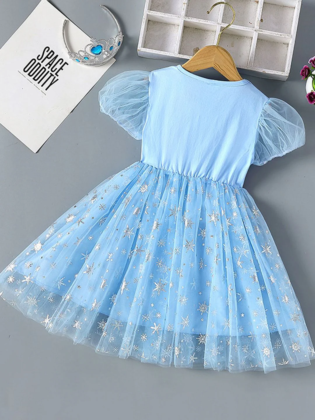 YK Girls Floral Gathered or Pleated Round Neck Fit & Flare Dress - Image 2
