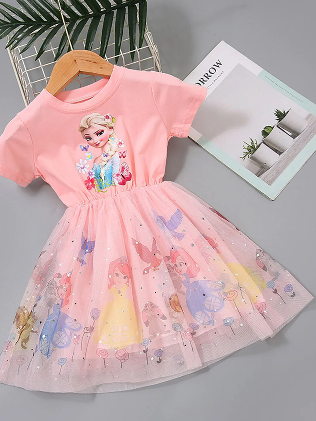YK Girls Floral Printed Bell Sleeve Fit & Flare Dress