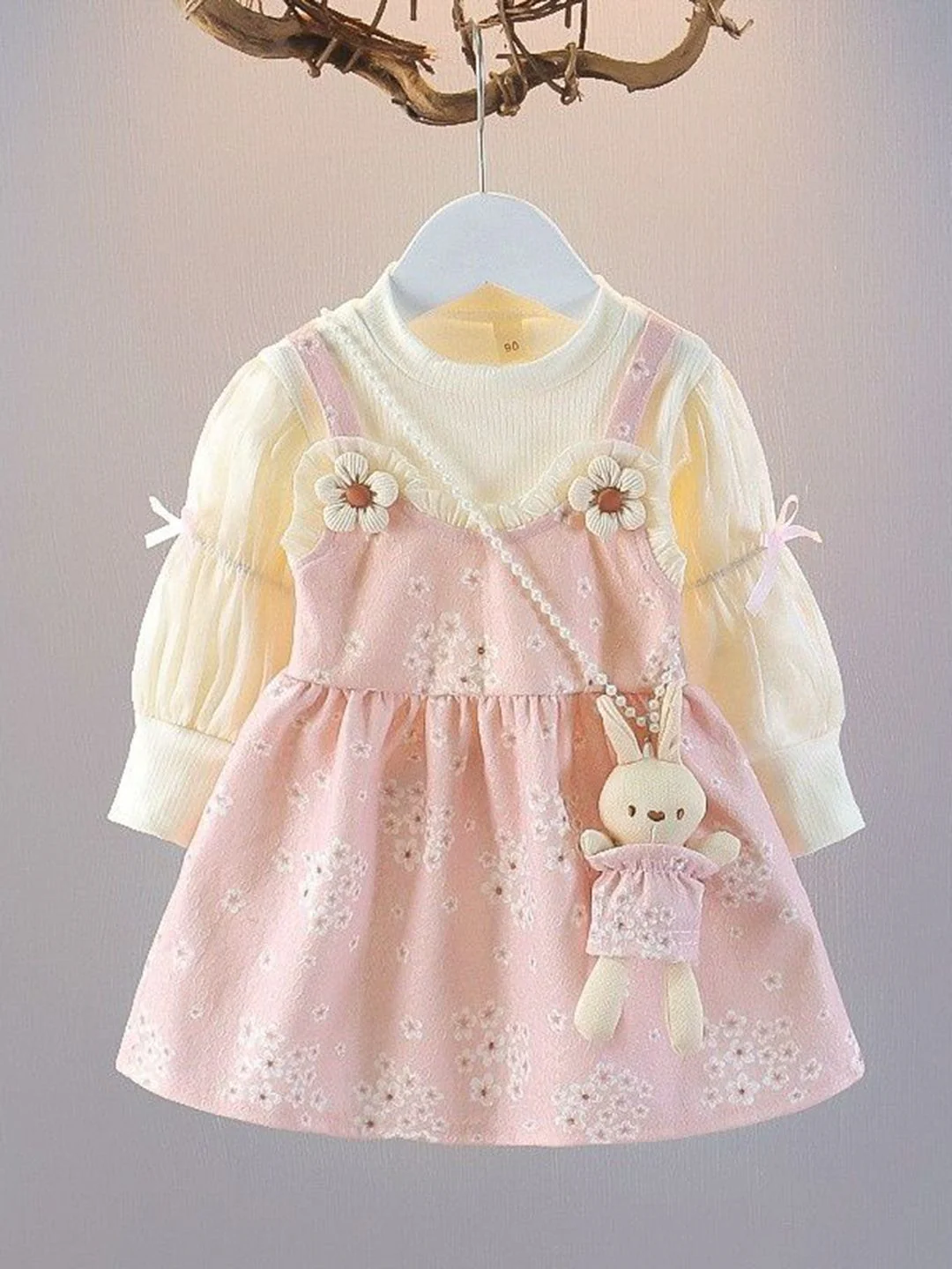 YK Girls Floral Printed Fit & Flare Dress