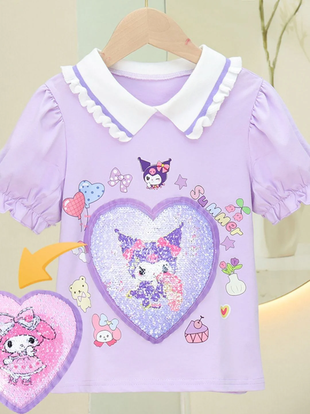 YK Girls Printed Hooded T-shirt - Image 2