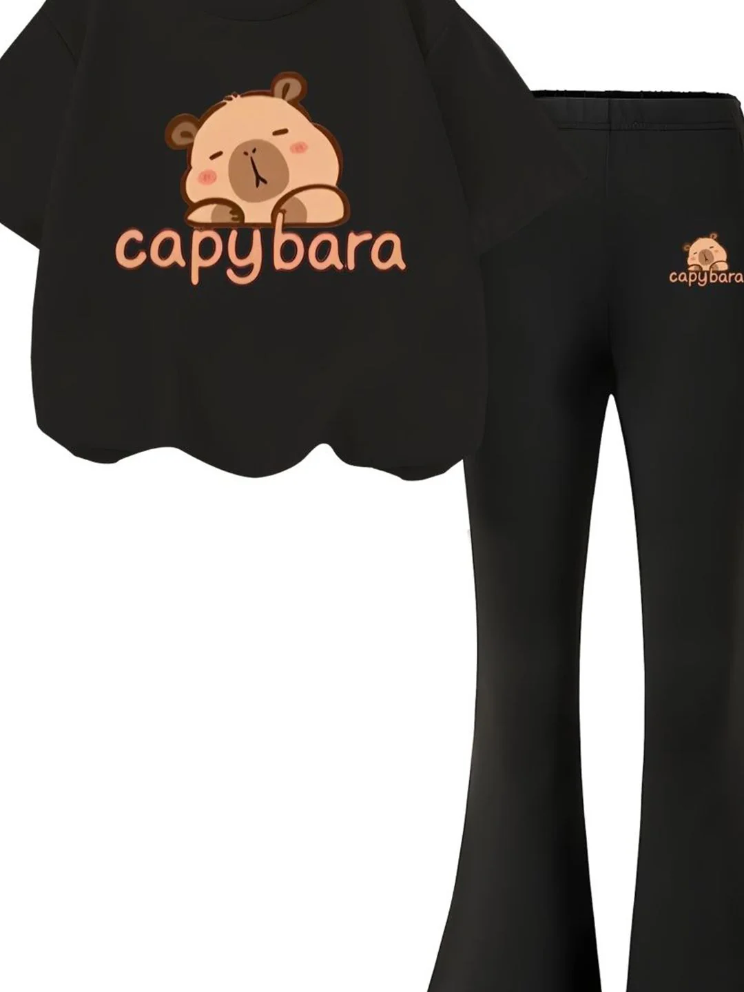 YK Girls Printed Round Neck T-shirt With Trousers - Image 3