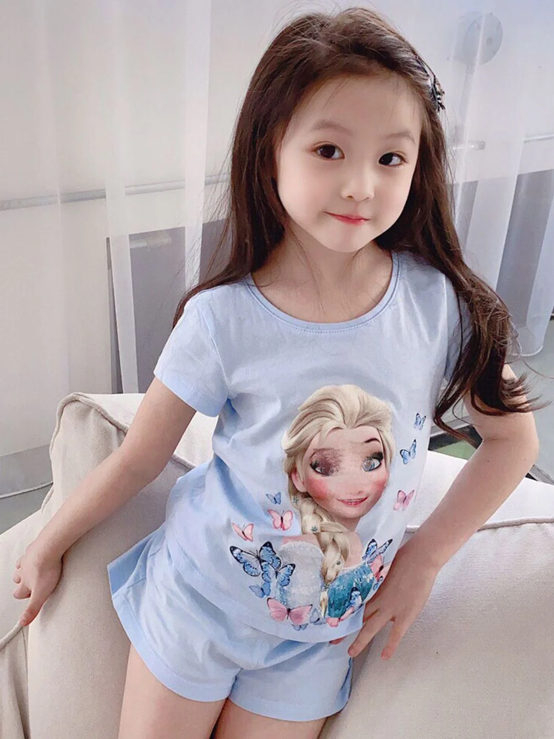 YK Girls Printed T-shirt with Shorts
