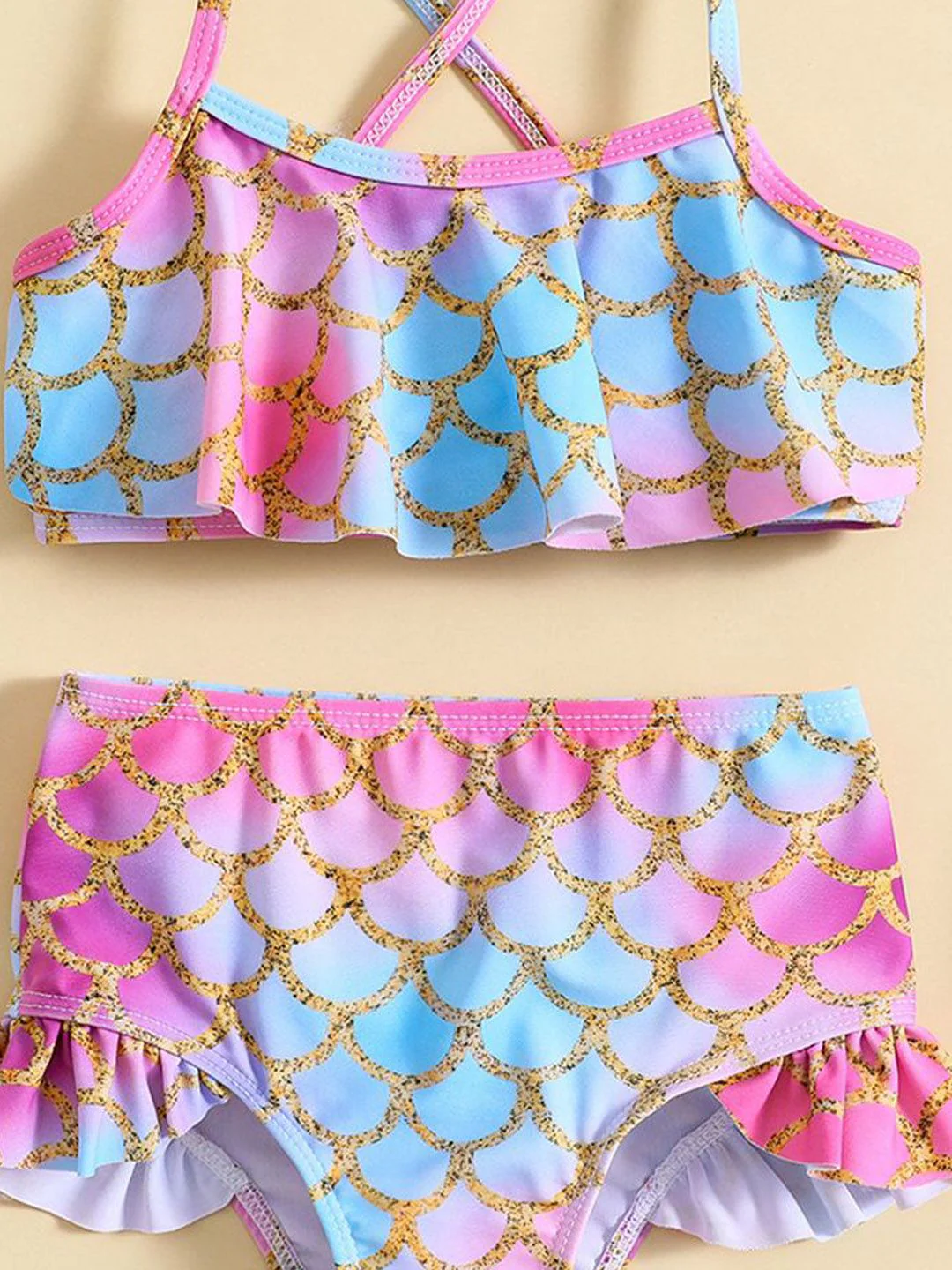 YK Girls Printed Top & Shorts Swim Set - Image 4