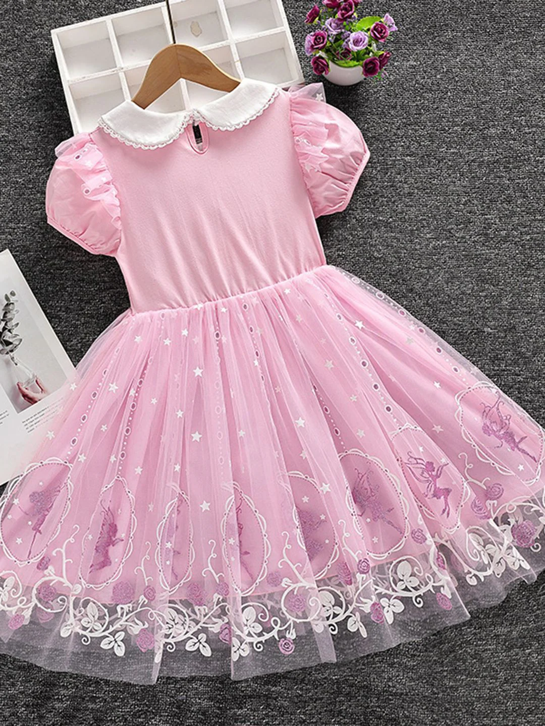 YK Girls Self Design Fit And Flare Knee Length Dress - Image 2