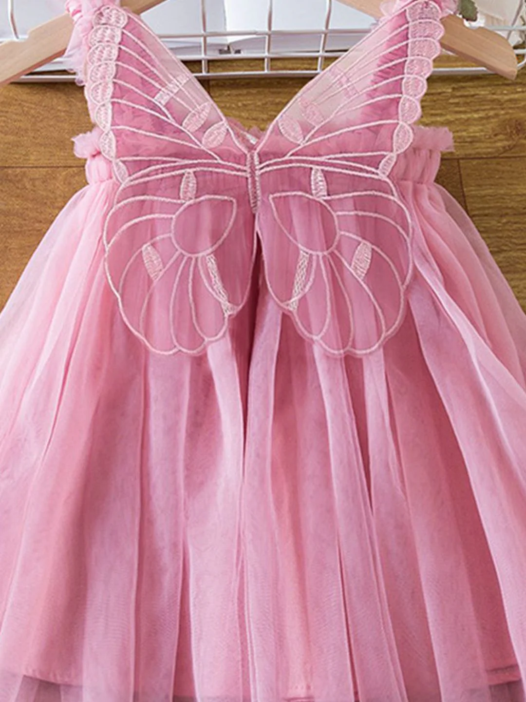 YK Girls Self Design V-Neck Fit & Flare Dress - Image 4