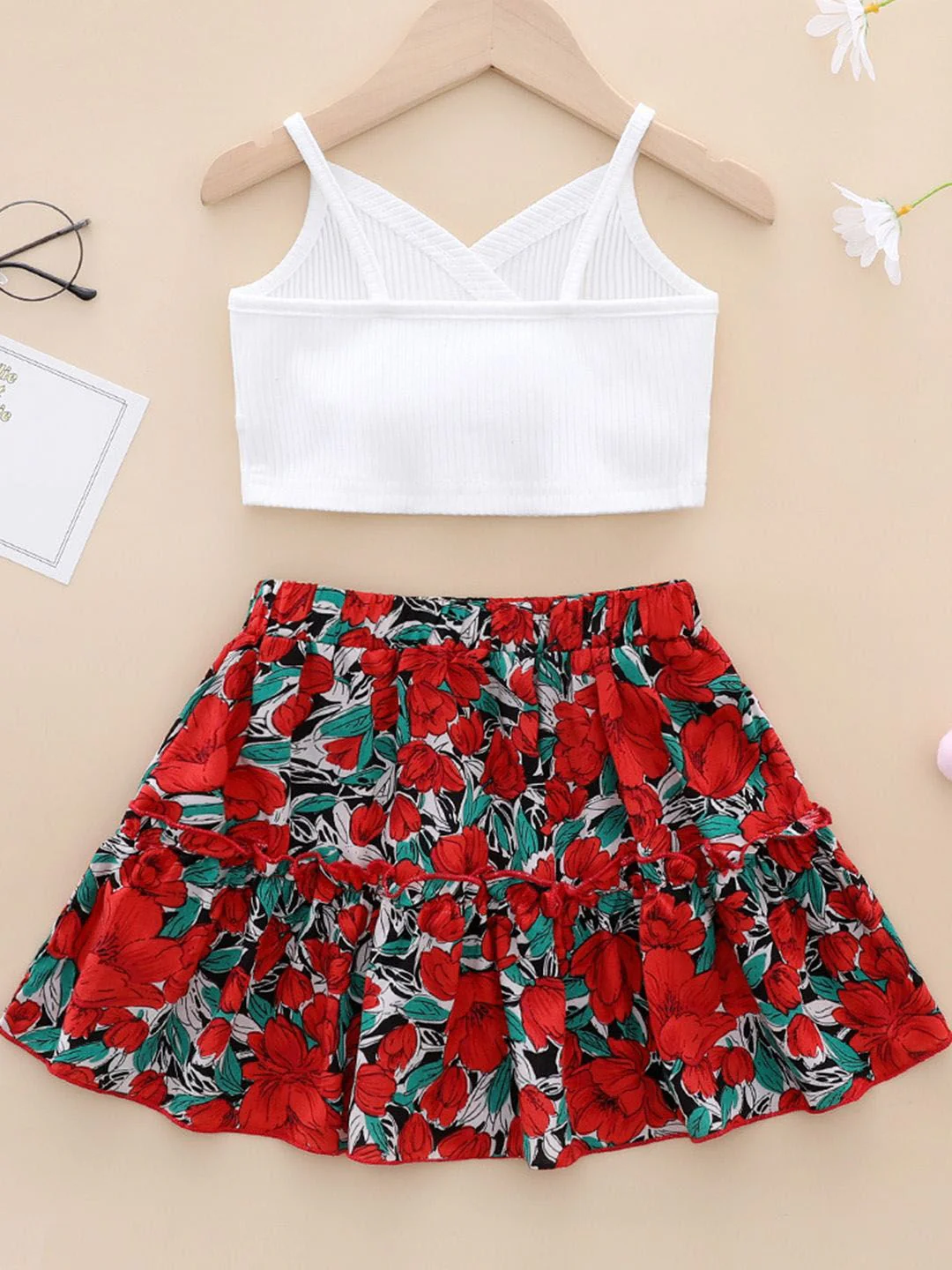 YK Girls Shoulder Straps Top With Skirt - Image 2