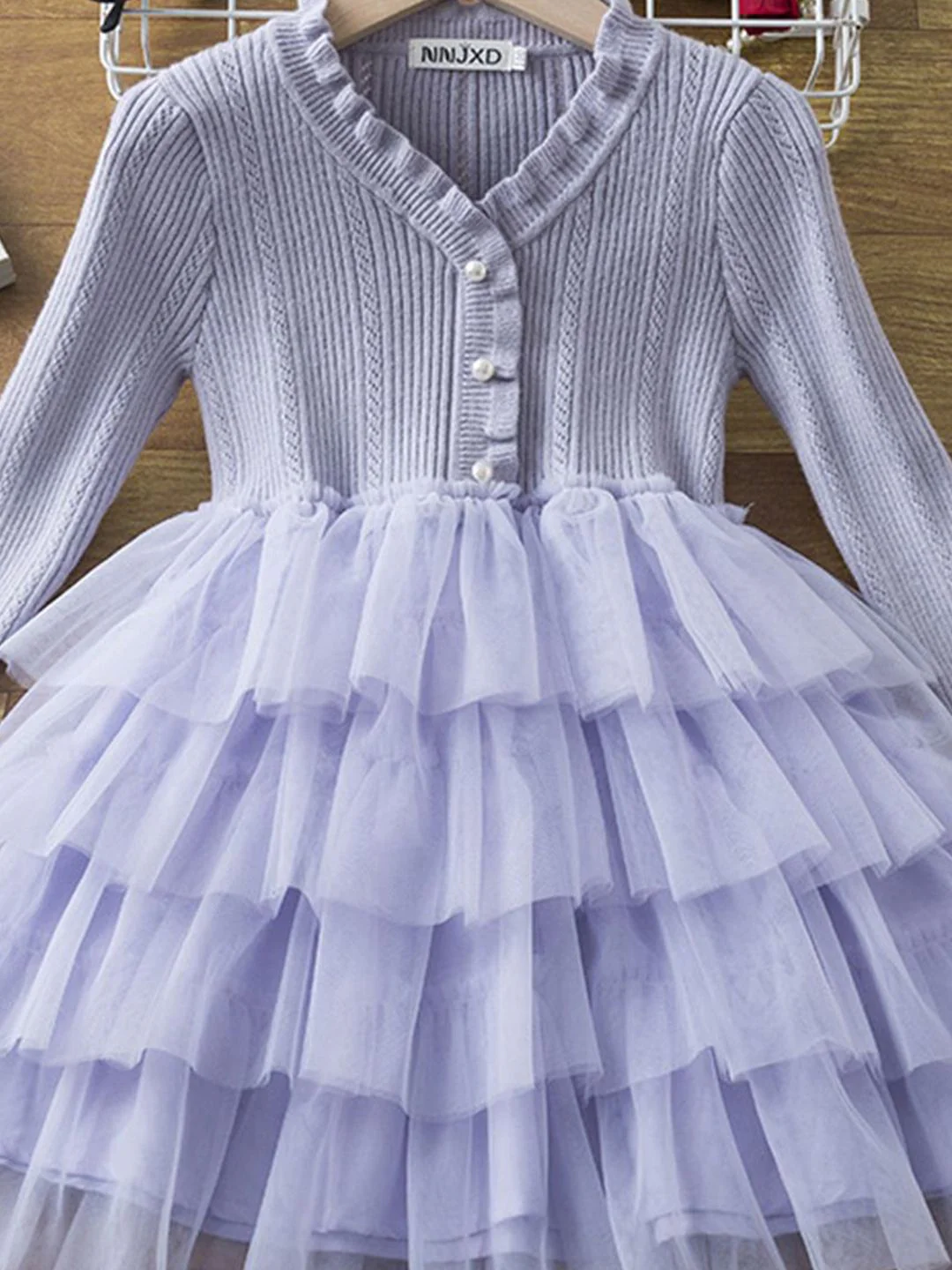 YK Girls Striped Ruffled Fit & Flare Dress - Image 2
