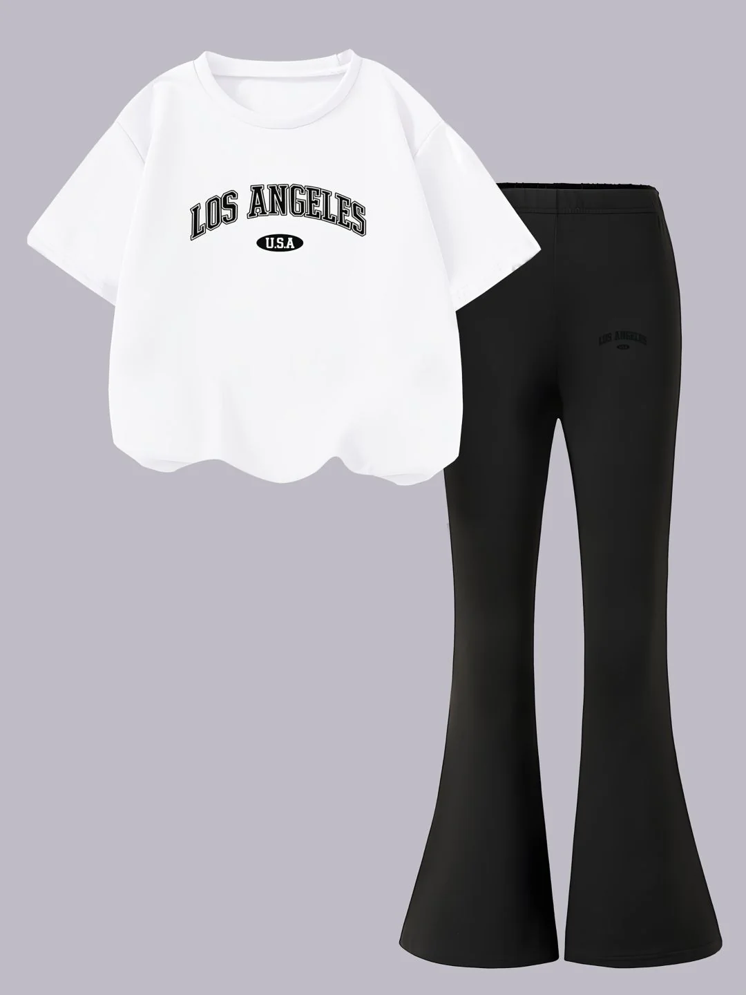 YK Girls Typography Printed T-shirt With Trouser