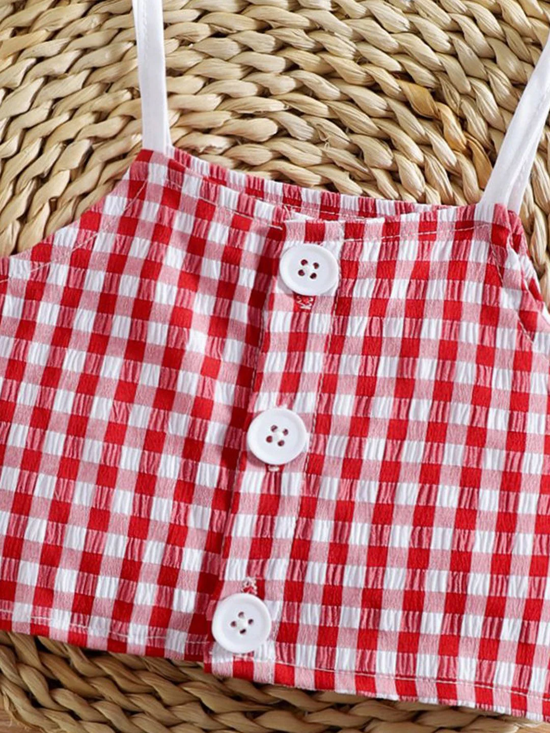 YK Infant Girls Checked Top & Shorts Clothing Set - Image 4