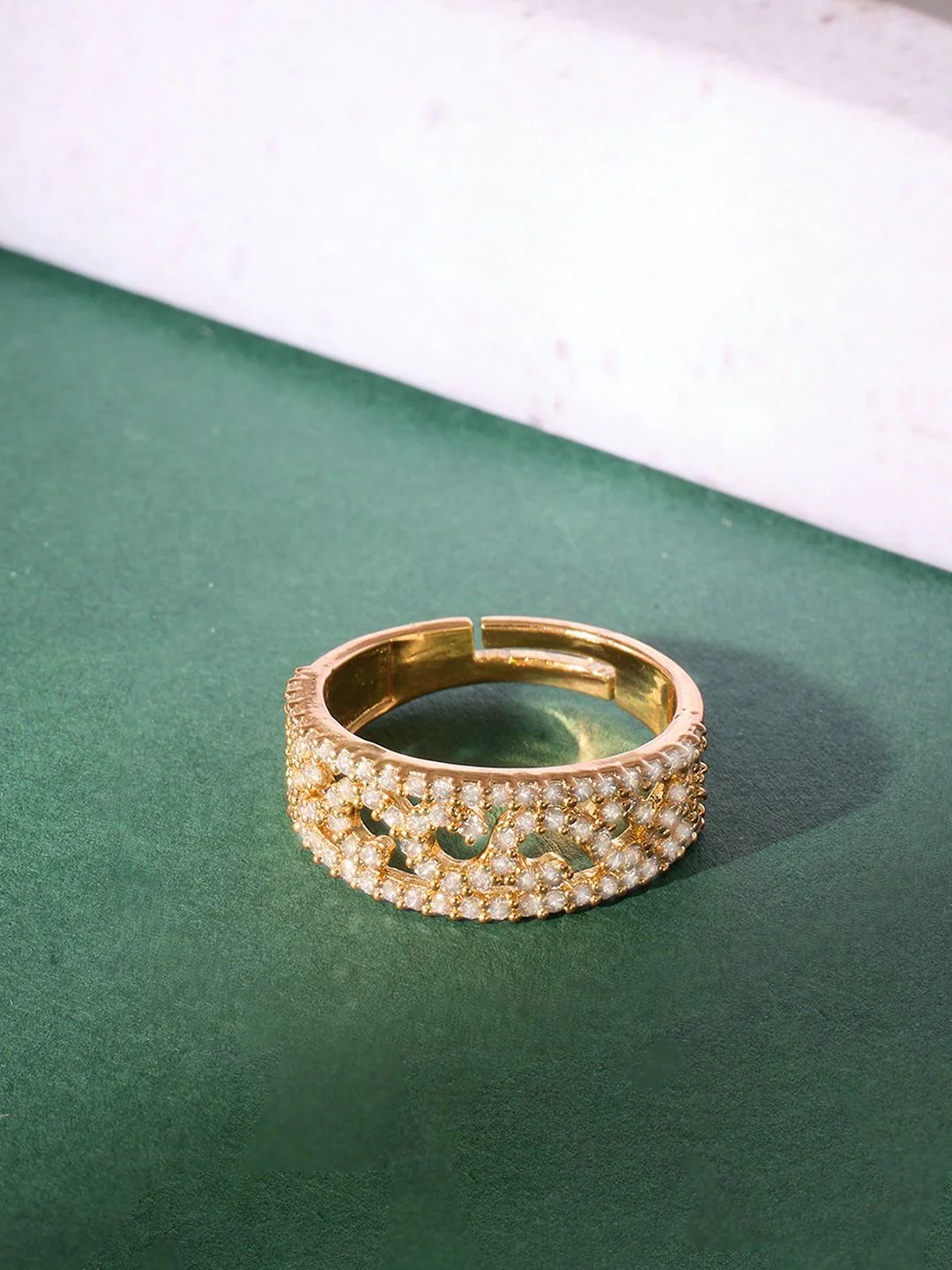 Zaveri Pearls Gold-Plated Cubic Zirconia-Studded Ring - Image 2