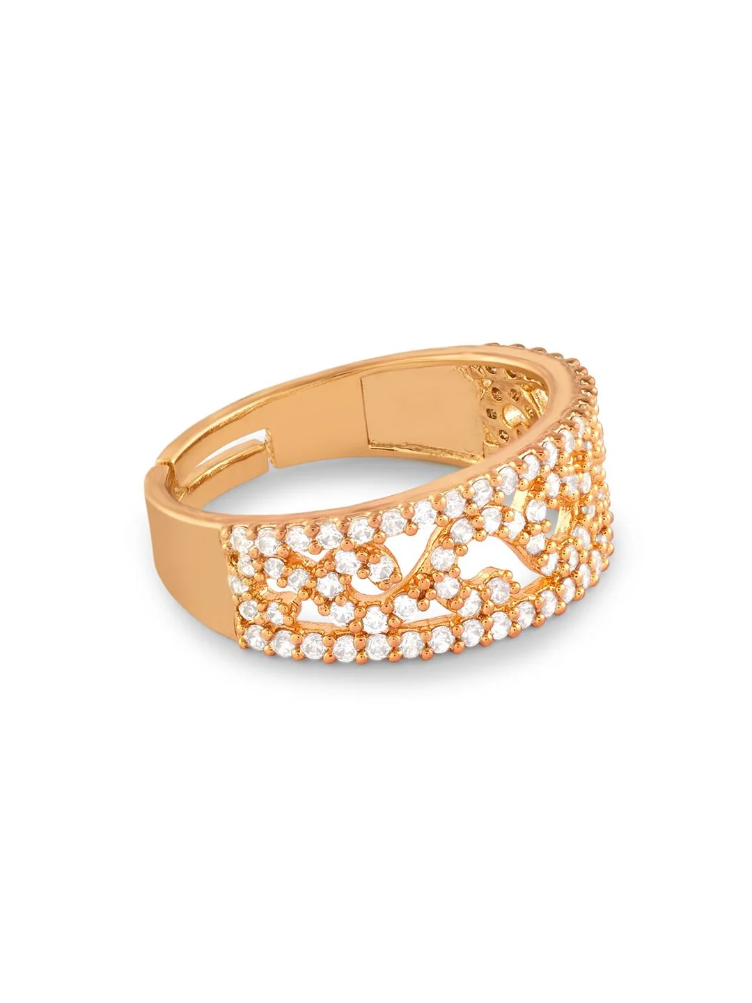 Zaveri Pearls Gold-Plated Cubic Zirconia-Studded Ring - Image 4