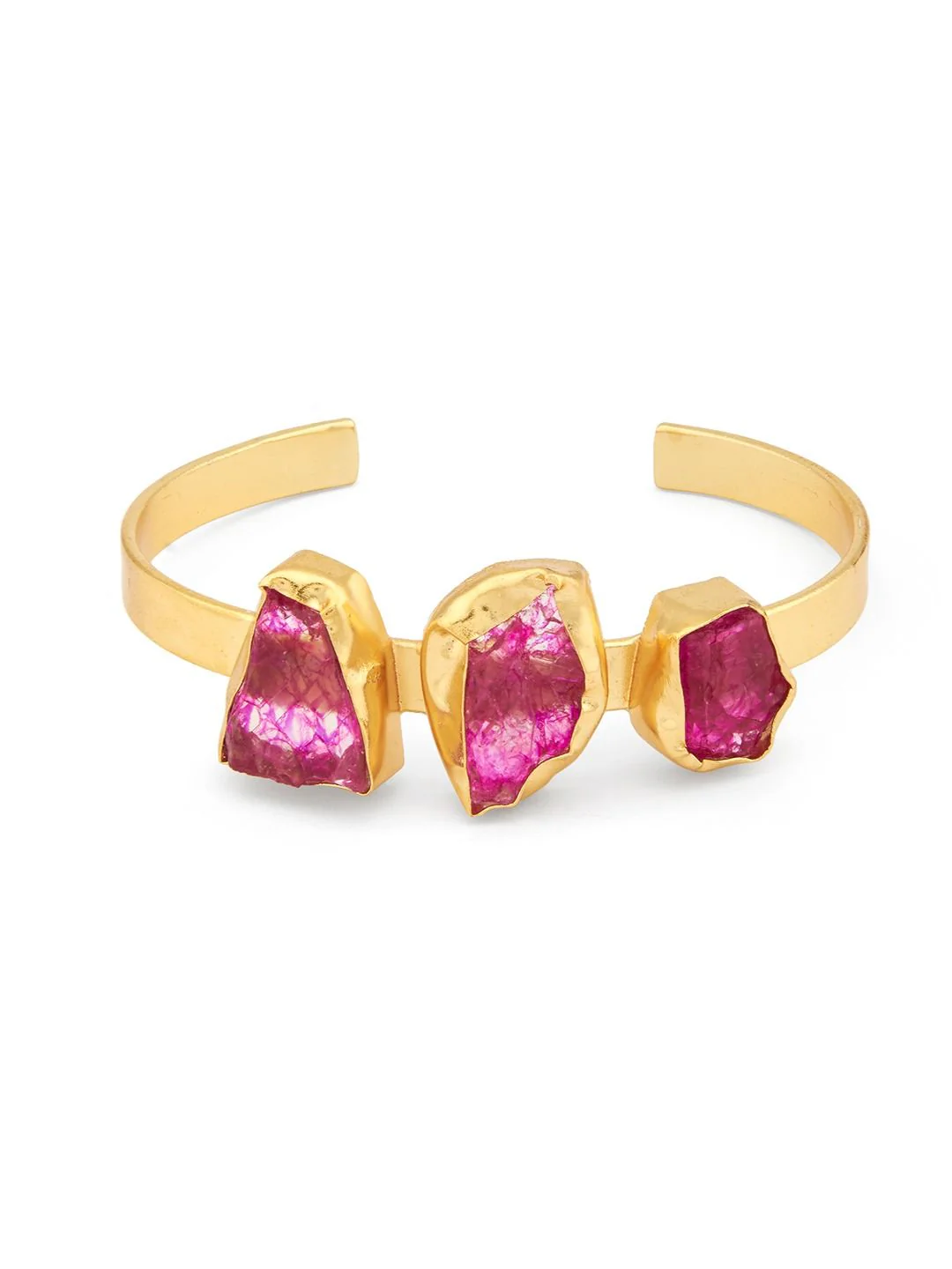 Zaveri Pearls Pink Brass Gold-Plated Cuff Bracelet - Image 3