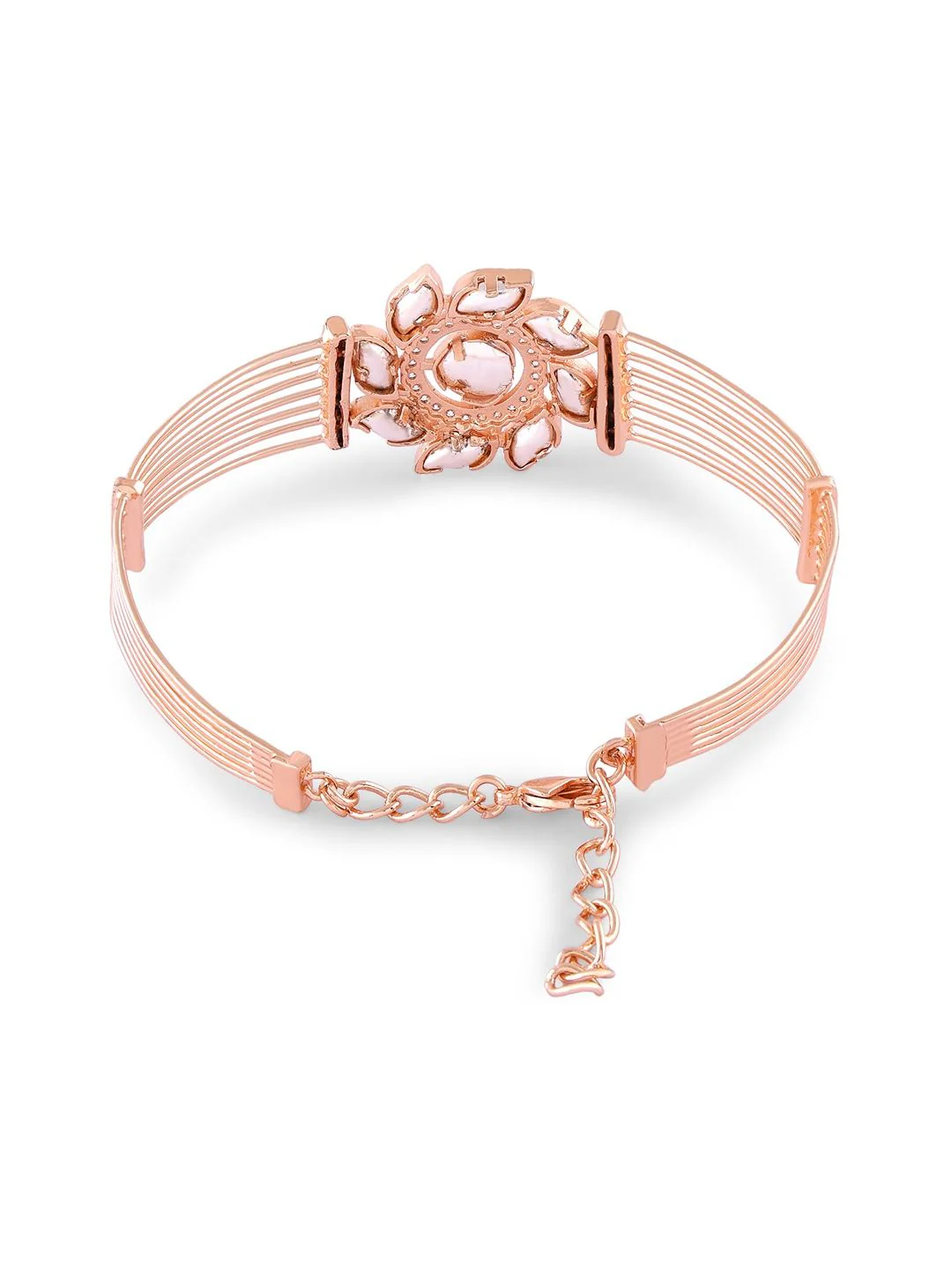 Zaveri Pearls Rose Gold-Plated Cubic Zirconia Studded Kada Bracelet - Image 4