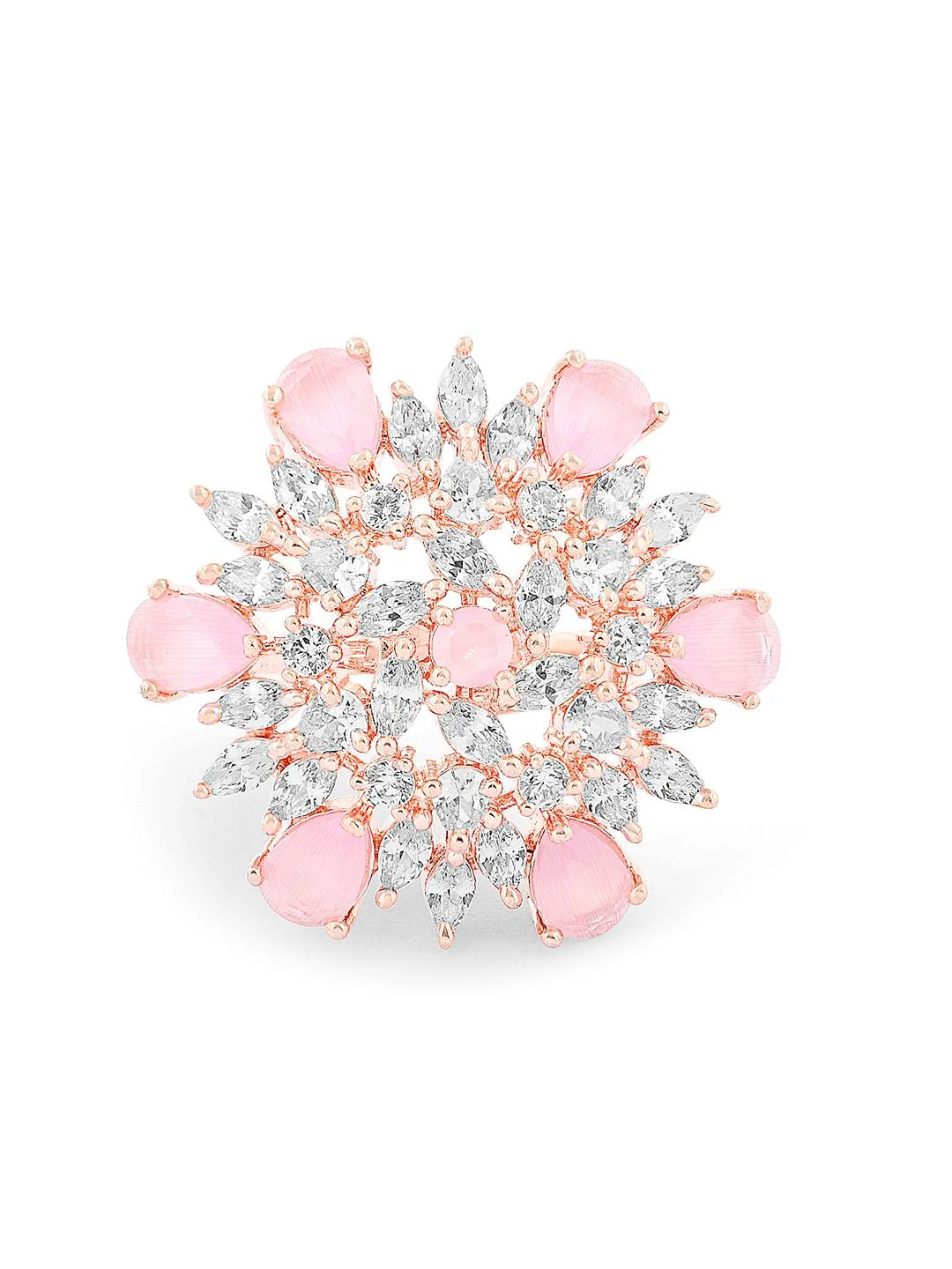 Zaveri Pearls Rose Gold-Plated CZ-Studded Adjustable Finger Rings - Image 3