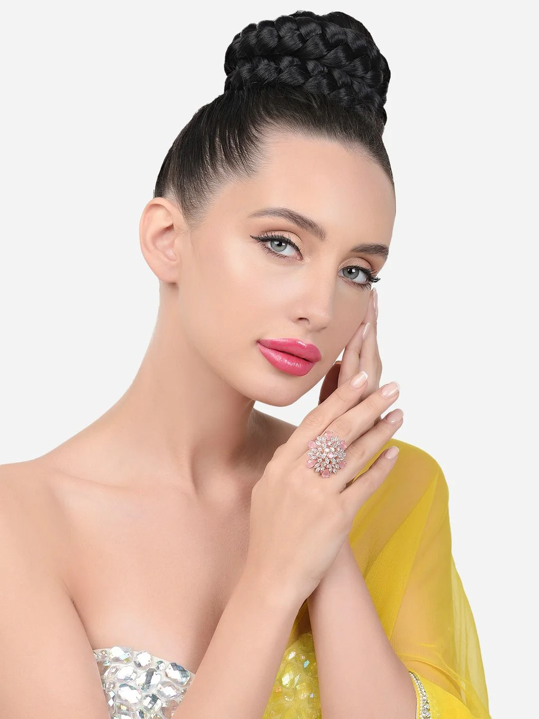 Zaveri Pearls Rose Gold-Plated CZ-Studded Adjustable Finger Rings - Image 4