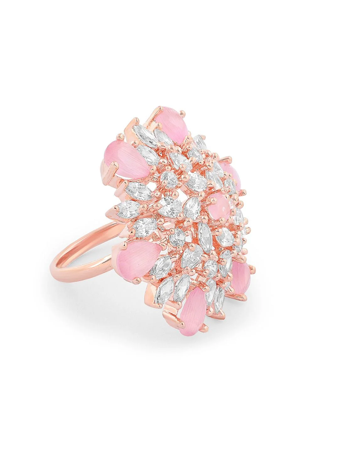 Zaveri Pearls Rose Gold-Plated CZ-Studded Adjustable Finger Rings - Image 5