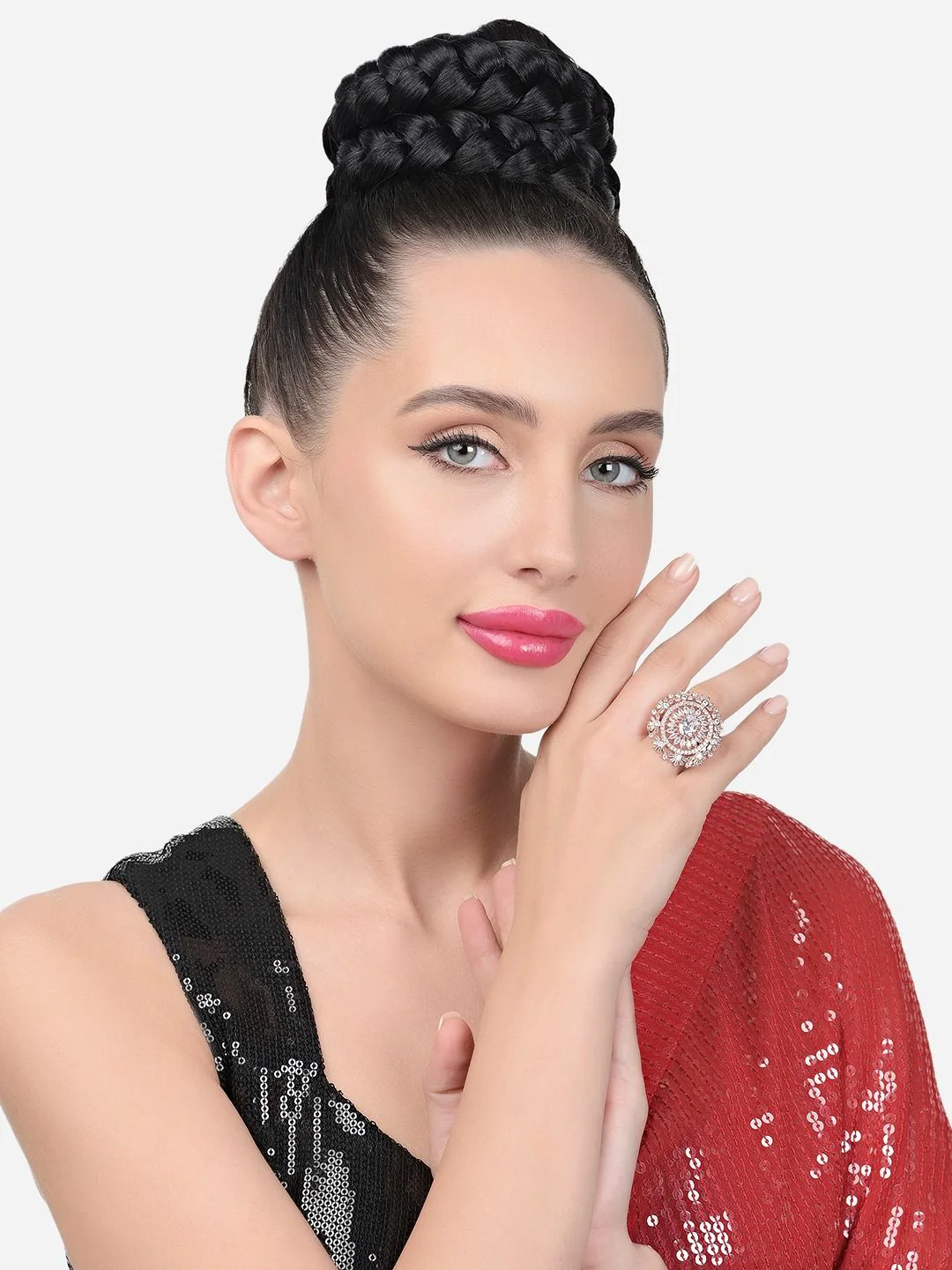 Zaveri Pearls Rose Gold-Plated CZ-Studded Adjustable Finger Rings - Image 4