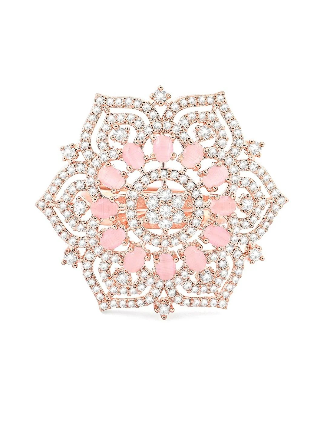 Zaveri Pearls Rose Gold-Plated CZ Studded Finger Ring - Image 3