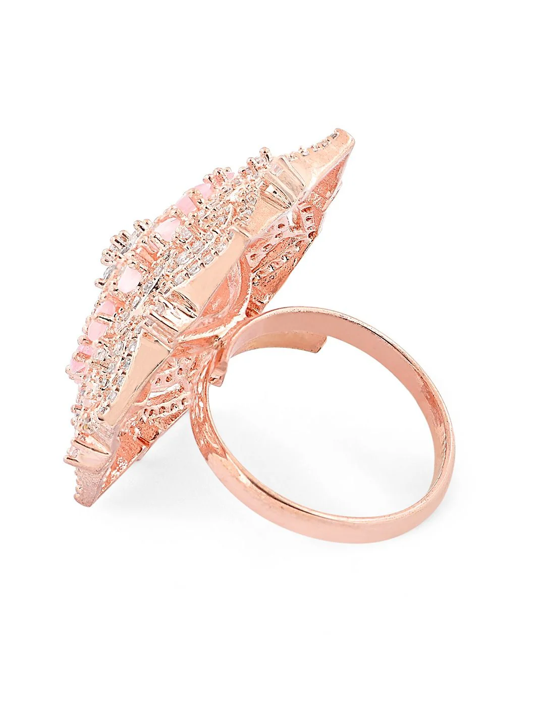 Zaveri Pearls Rose Gold-Plated CZ Studded Finger Ring - Image 6