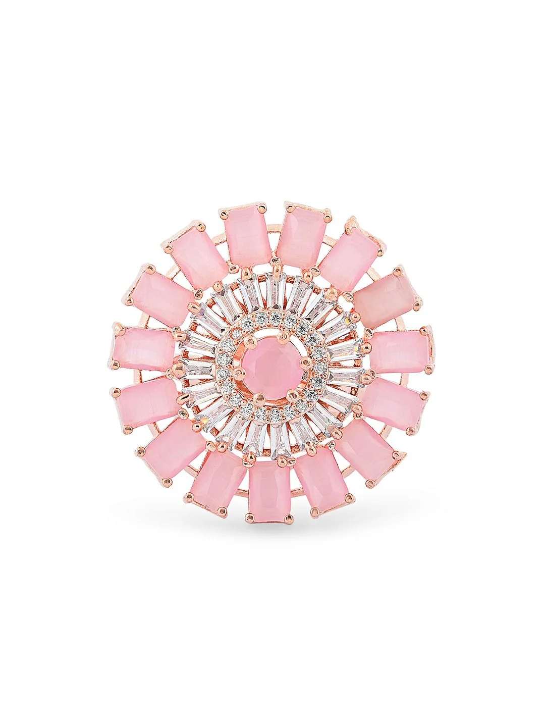 Zaveri Pearls Rose Gold-Plated CZ Studded Finger Ring - Image 5