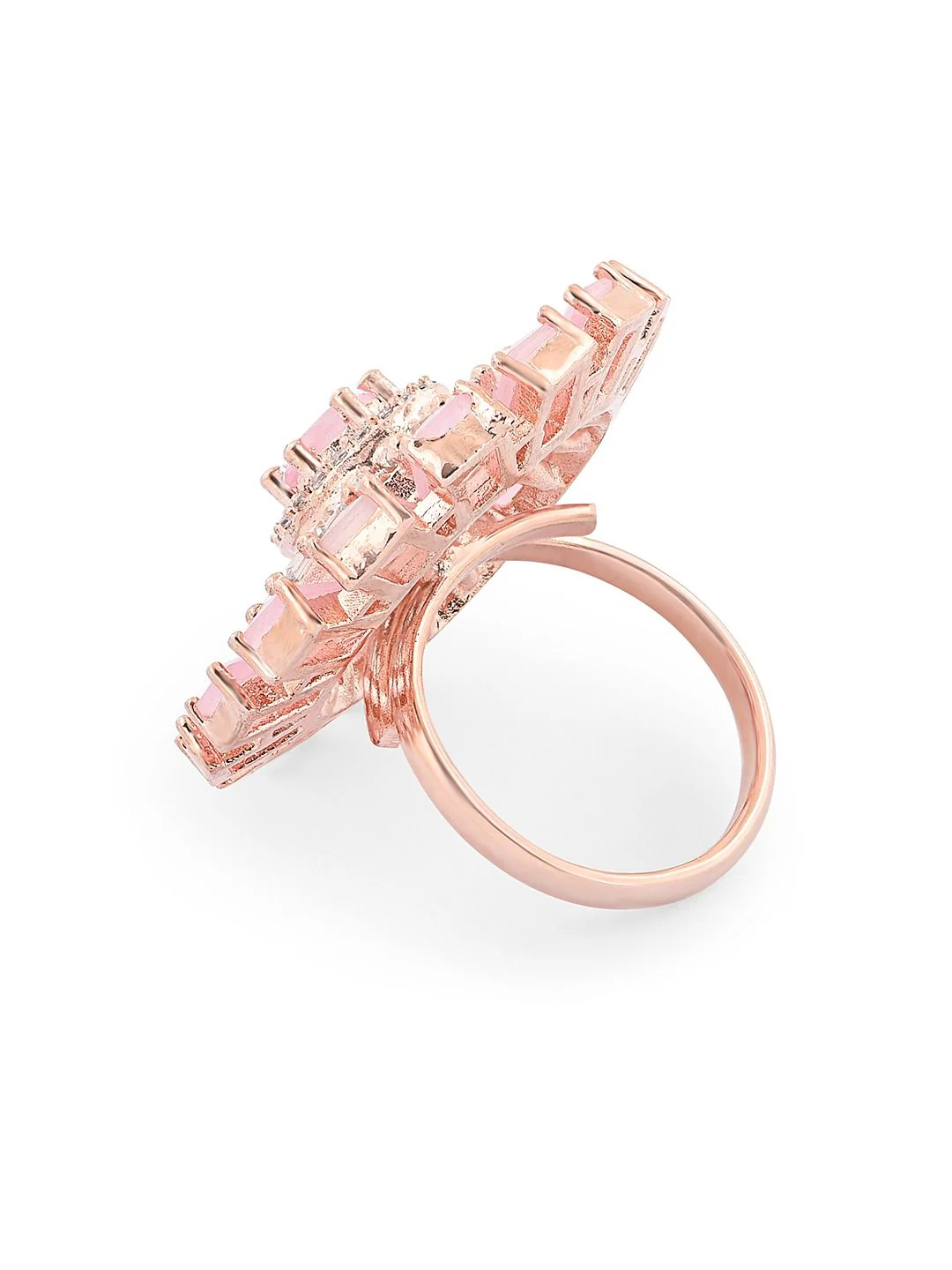 Zaveri Pearls Rose Gold-Plated CZ Studded Finger Ring - Image 6