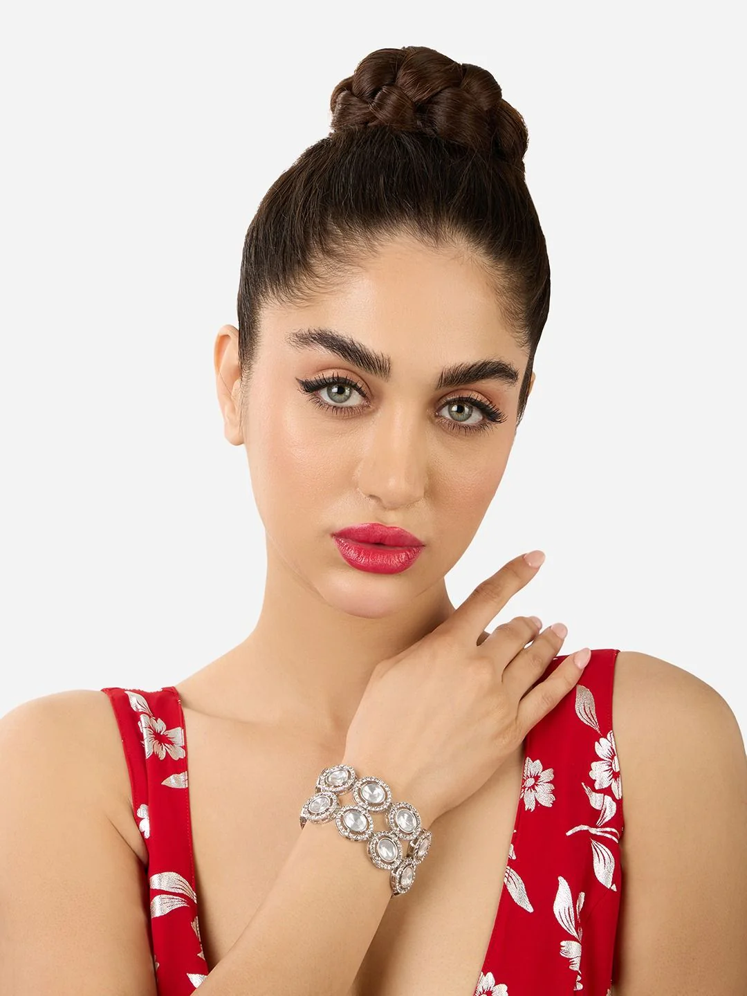 Zaveri Pearls Set of 2 Gold-Plated Austrian Diamonds Studded Wraparound Bracelets - Image 6