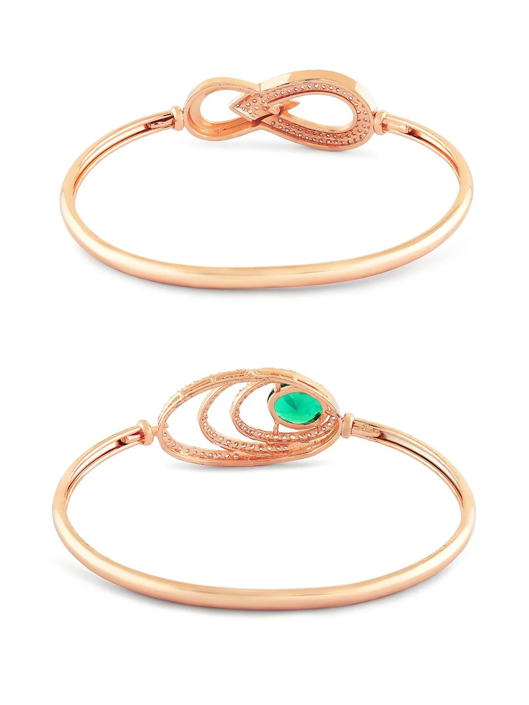 Zaveri Pearls Set of 2 Rose Gold-Plated Cubic Zirconia Studded Kada Bracelets - Image 7