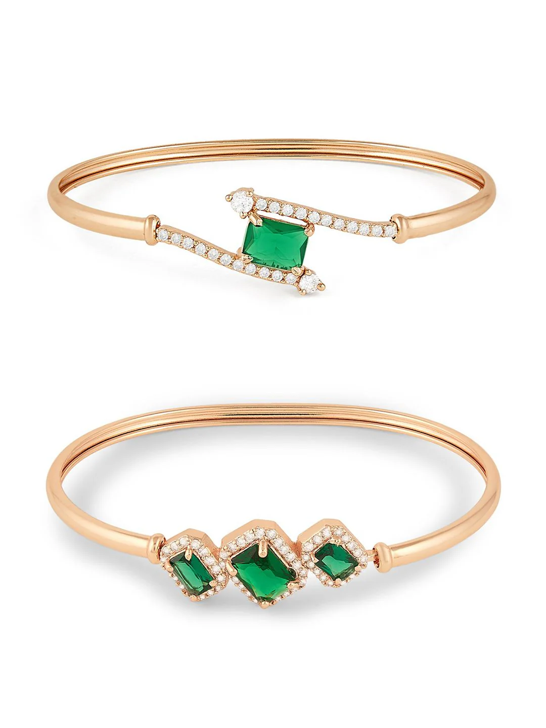Zaveri Pearls Set of 2 Rose Gold-Plated Cubic Zirconia Studded Kada Bracelets - Image 5