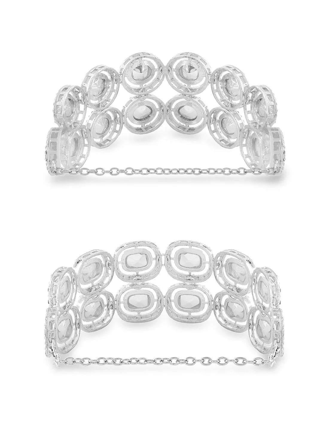 Zaveri Pearls Set of 2 Silver-Plated Austrian Diamonds Studded Wraparound Bracelets - Image 7