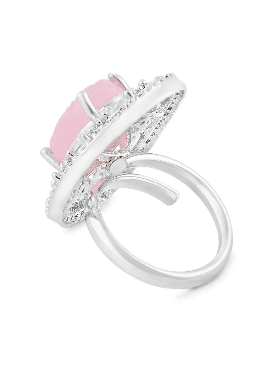Zaveri Pearls Silver-Plated CZ Studded Adjustable Finger Ring - Image 6