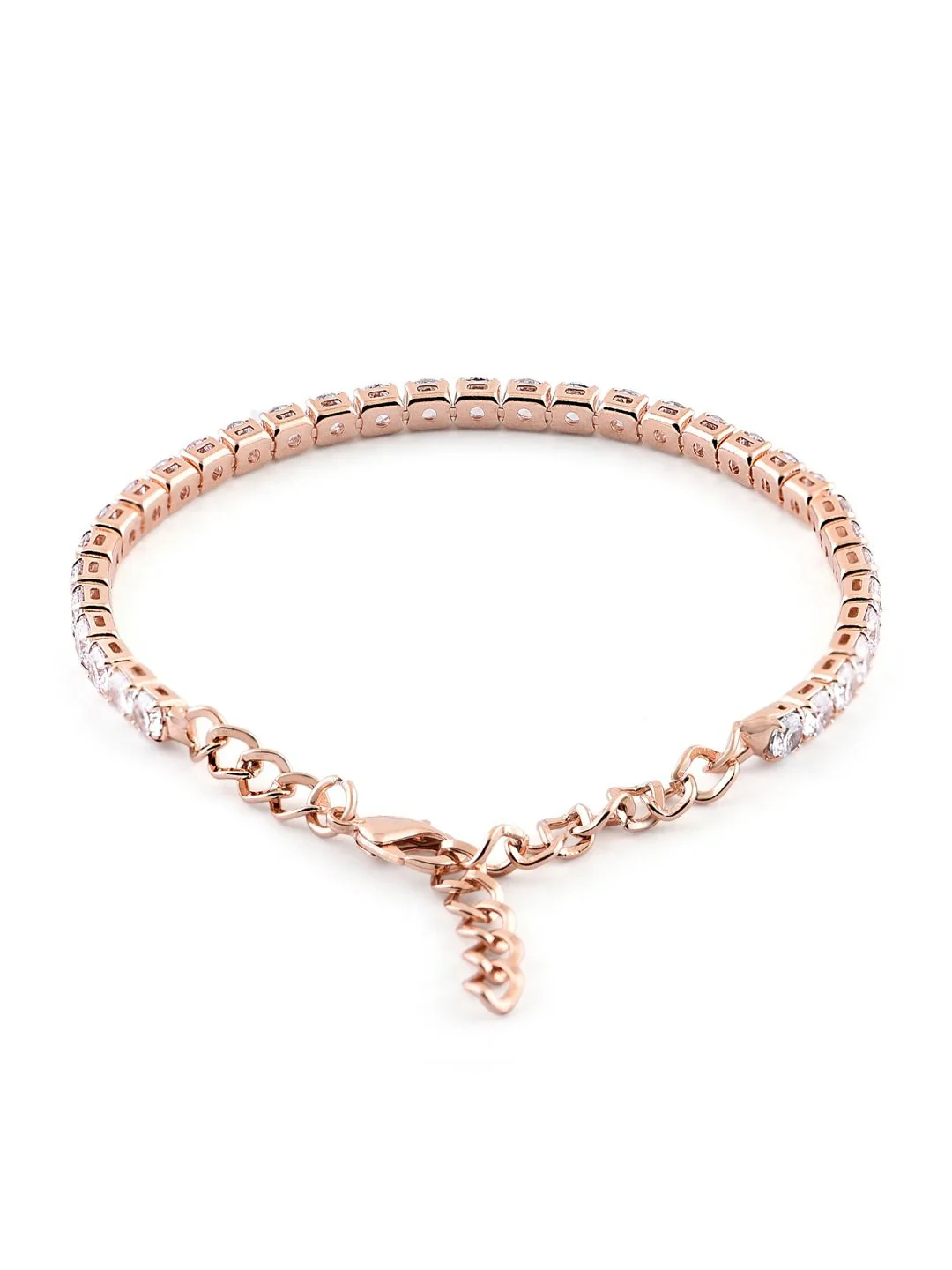Zaveri Pearls Women Pack of 2 Rose Gold Toned & Silver-Toned Studded Wraparound Bracelet - Image 4