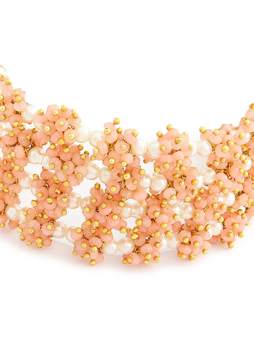 Zaveri Pearls Women Peach-Coloured Gold-Plated Wraparound Bracelet - Image 5