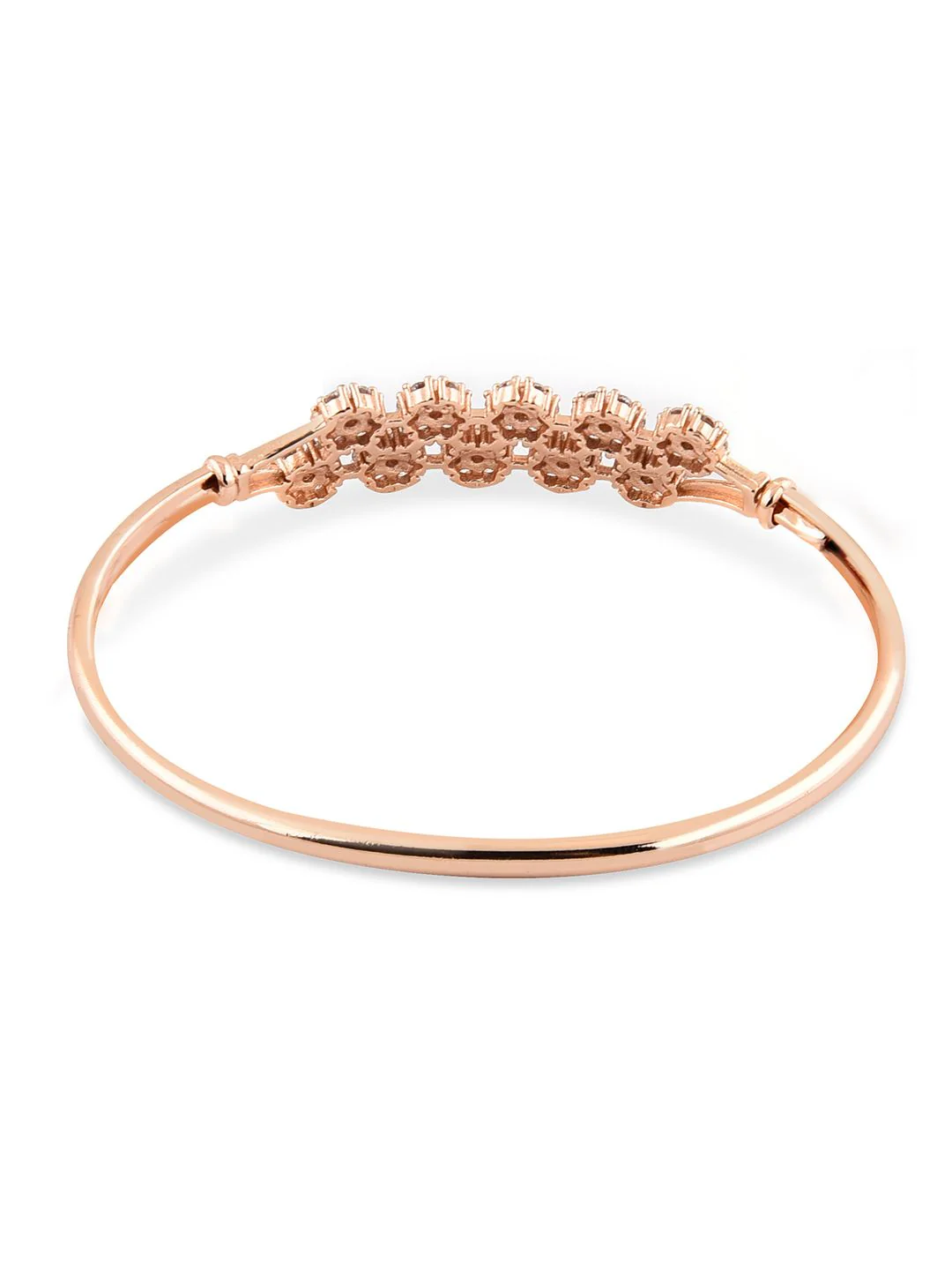Zaveri Pearls Women Rose Gold & White Brass Cubic Zirconia Kada Bracelet Set of 2 - Image 6