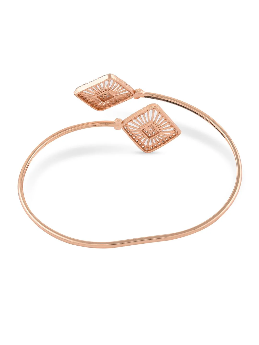 Zaveri Pearls Women Set Of 2 Rose Gold Brass Cubic Zirconia Kada Bracelet - Image 6