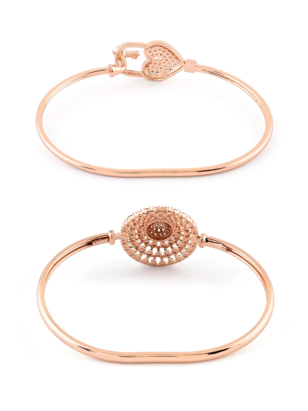 Zaveri Pearls Women Set of 2 Rose Gold-Plated Brass Cubic Zirconia Kada Bracelet - Image 7