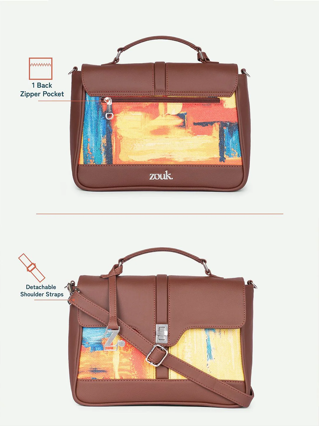 ZOUK Abstract Amaze Printed Structured Satchel - Image 6