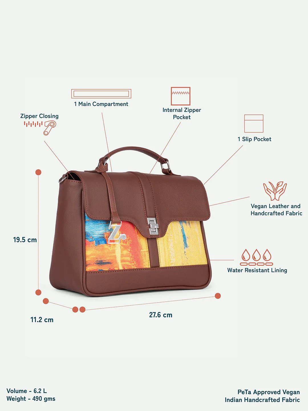 ZOUK Abstract Amaze Printed Structured Satchel - Image 7