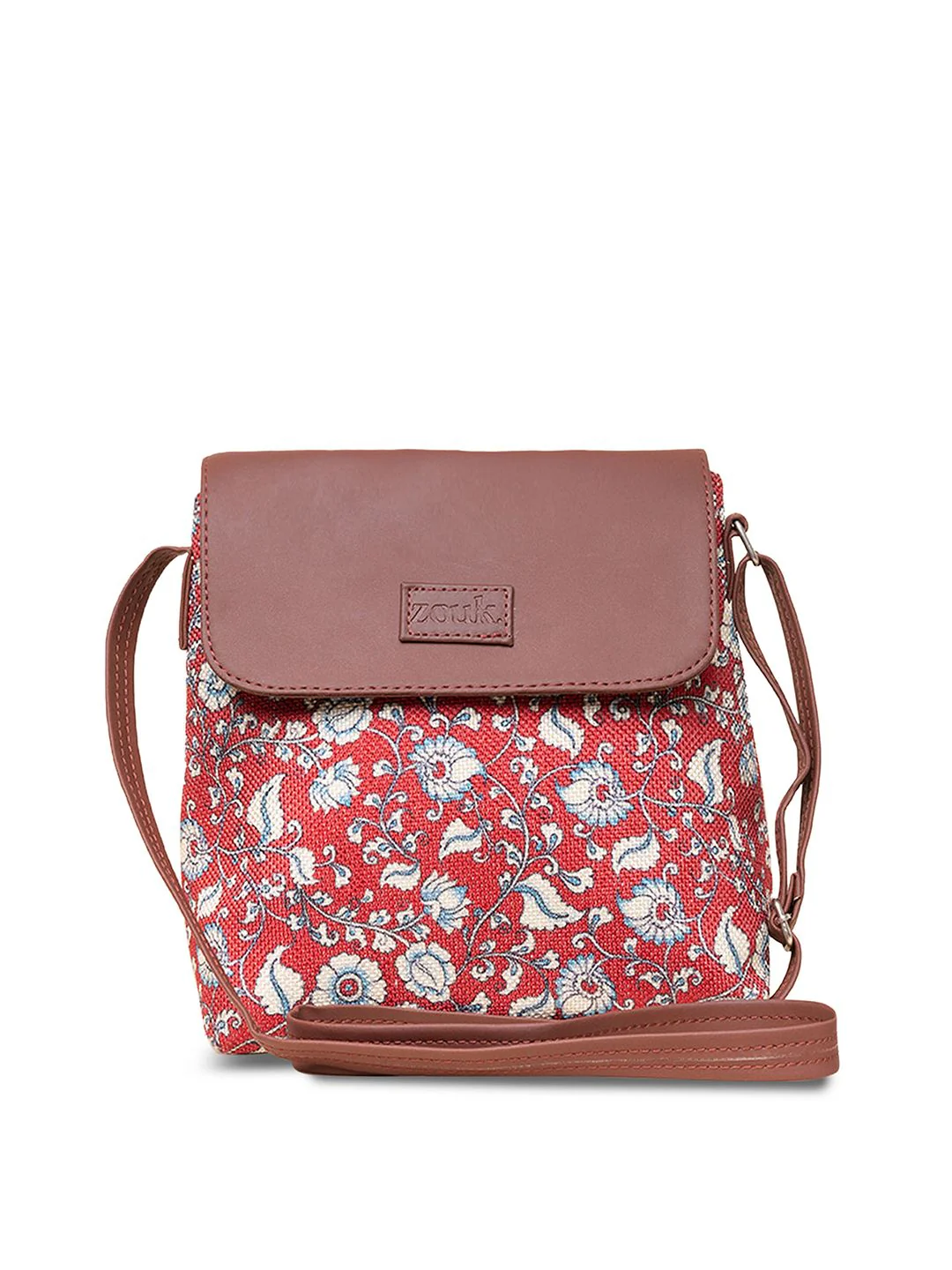 ZOUK Brown Ethnic Motifs Printed Shopper Sling Bag - Image 2