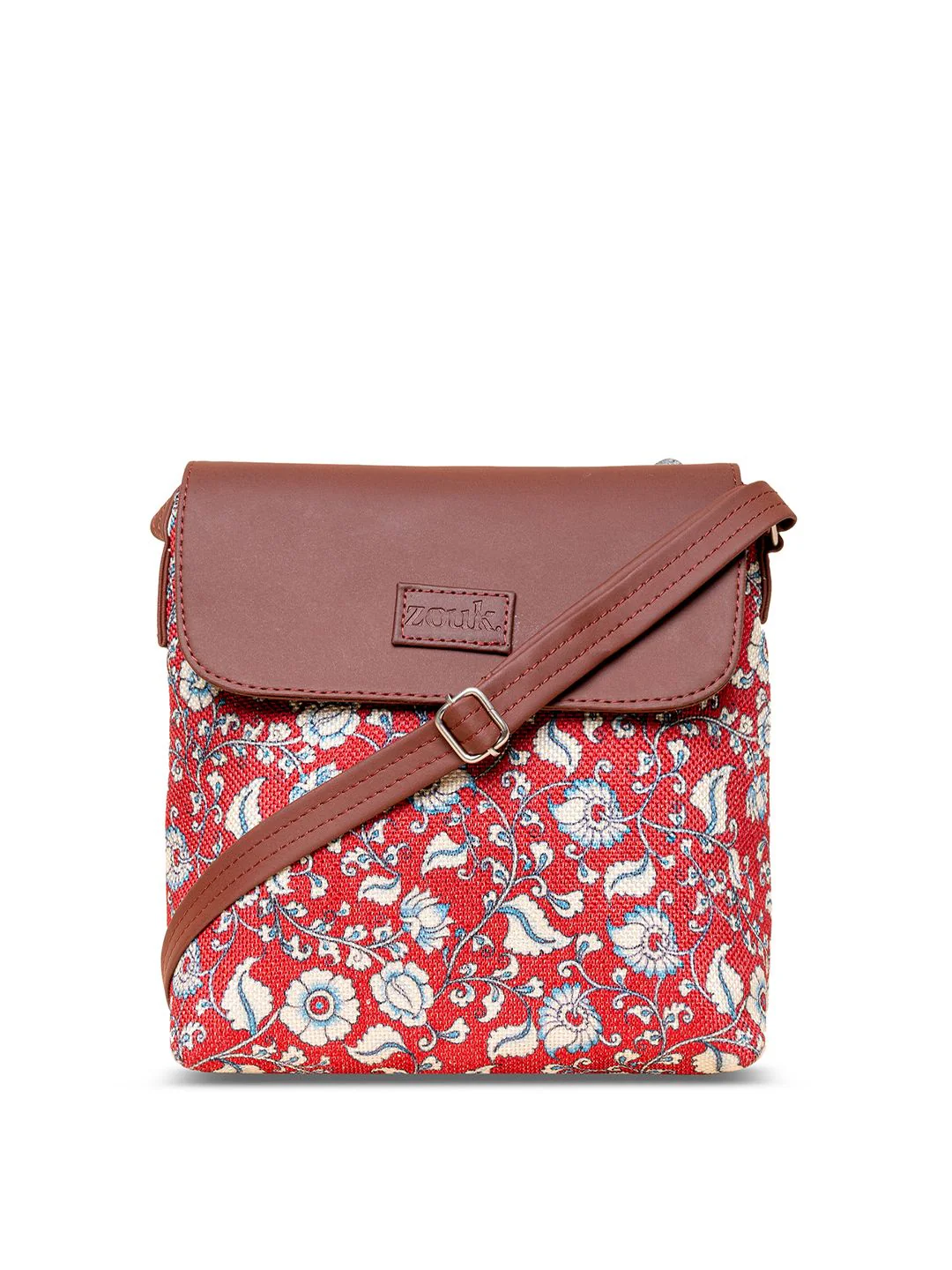 ZOUK Brown Ethnic Motifs Printed Shopper Sling Bag - Image 4