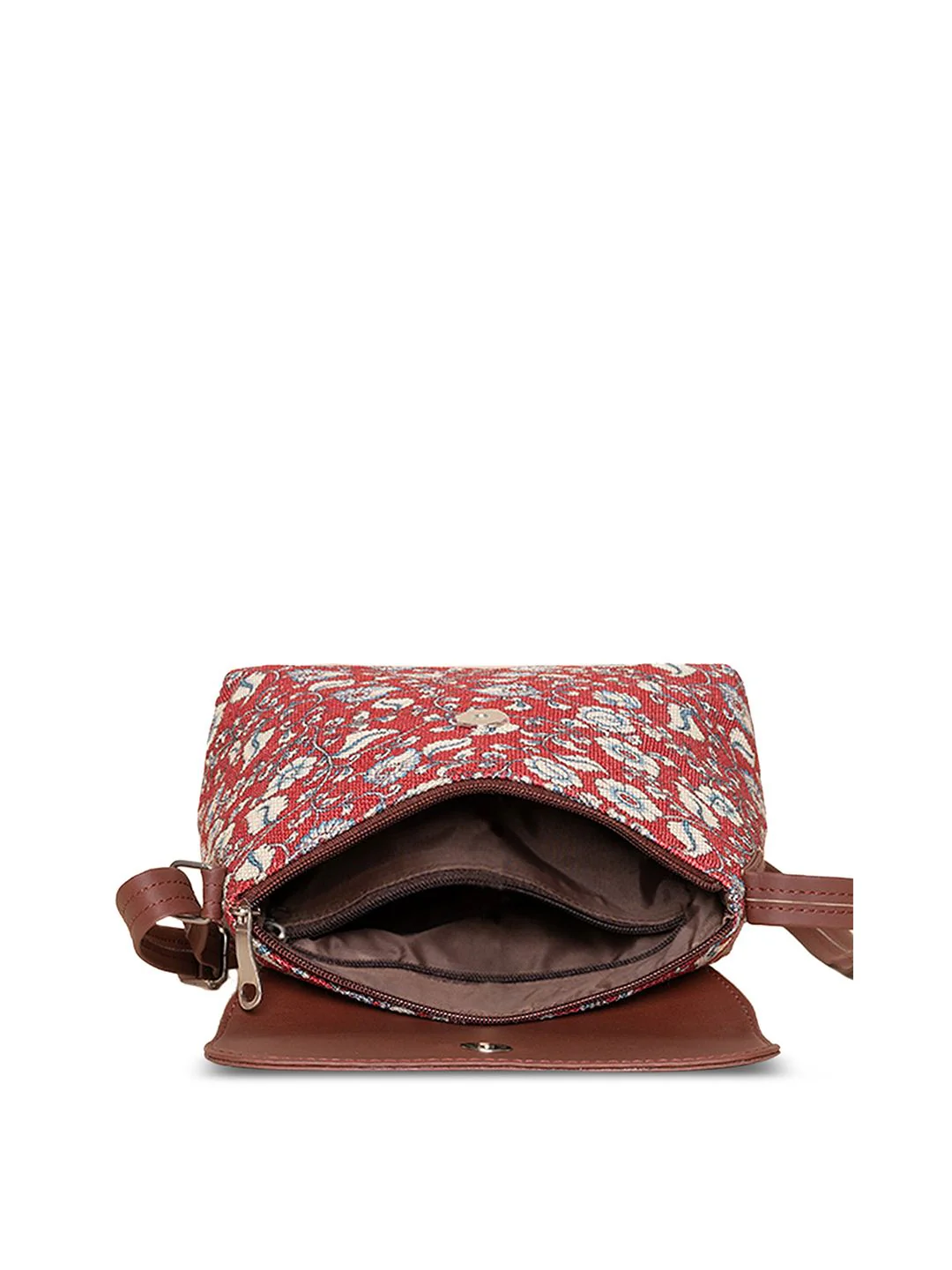ZOUK Brown Ethnic Motifs Printed Shopper Sling Bag - Image 7