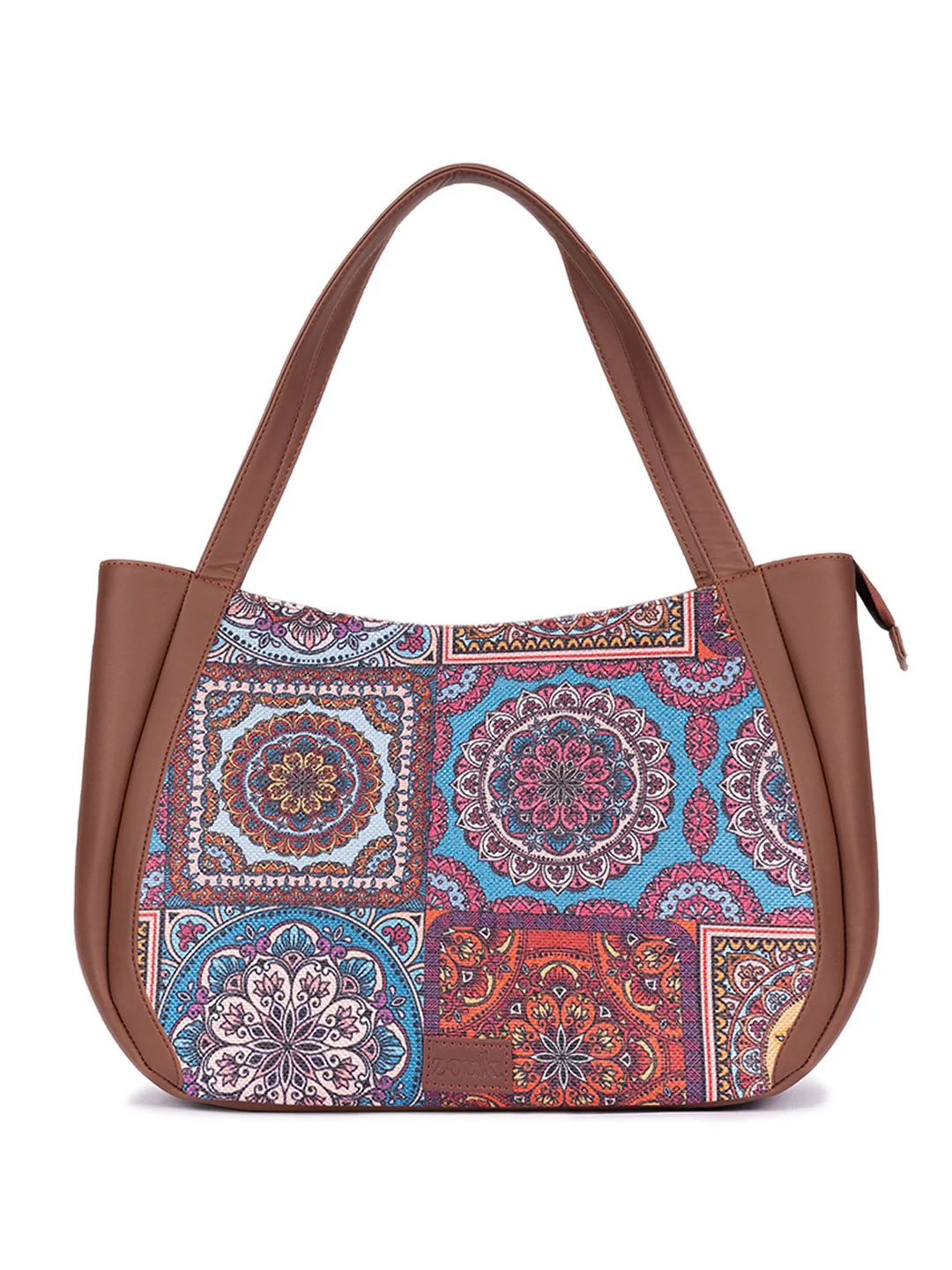 ZOUK Ethnic Motifs Printed Structured Jute Shoulder Bag Up to 16 inch - Image 2