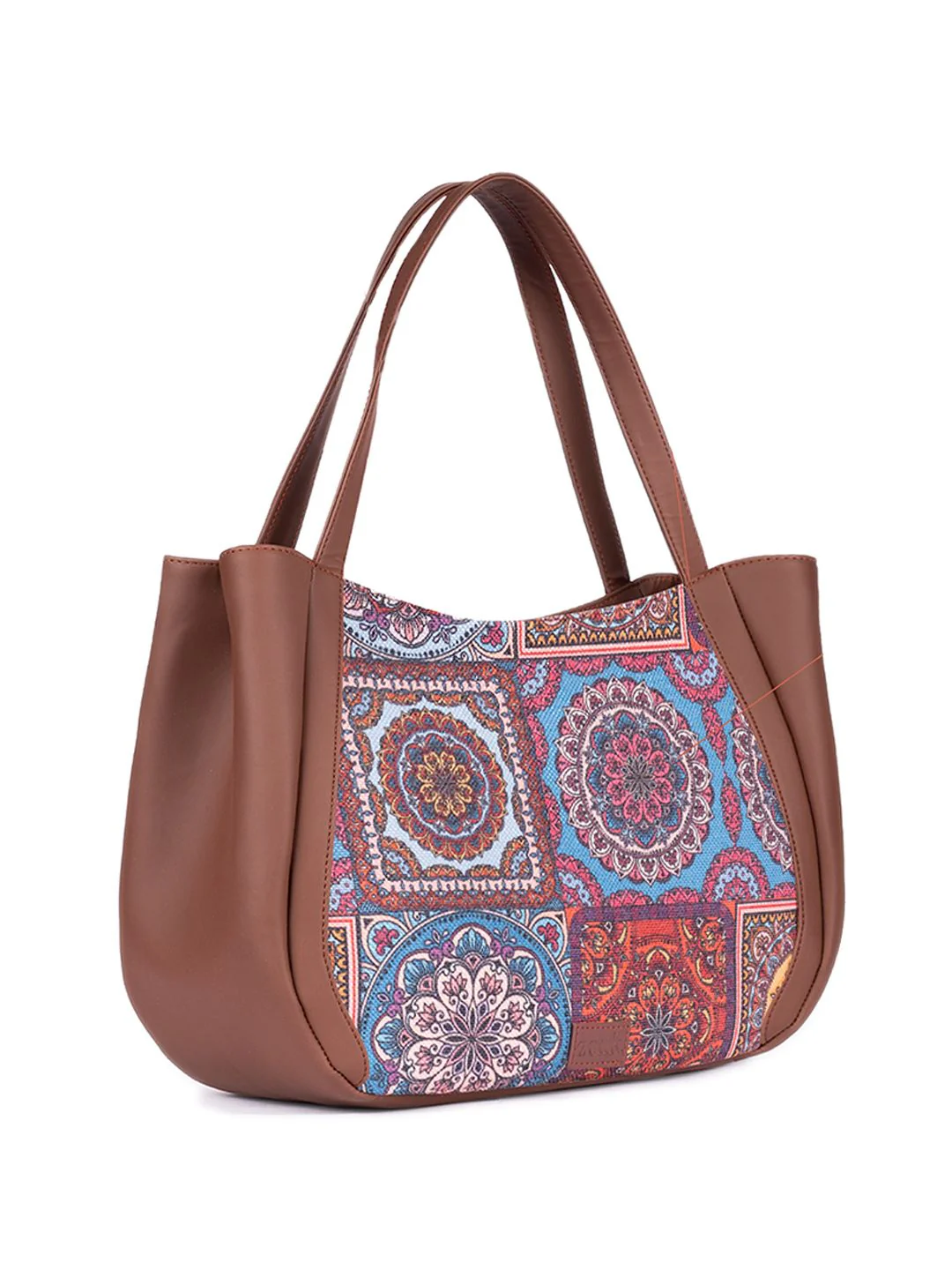ZOUK Ethnic Motifs Printed Structured Jute Shoulder Bag Up to 16 inch - Image 3
