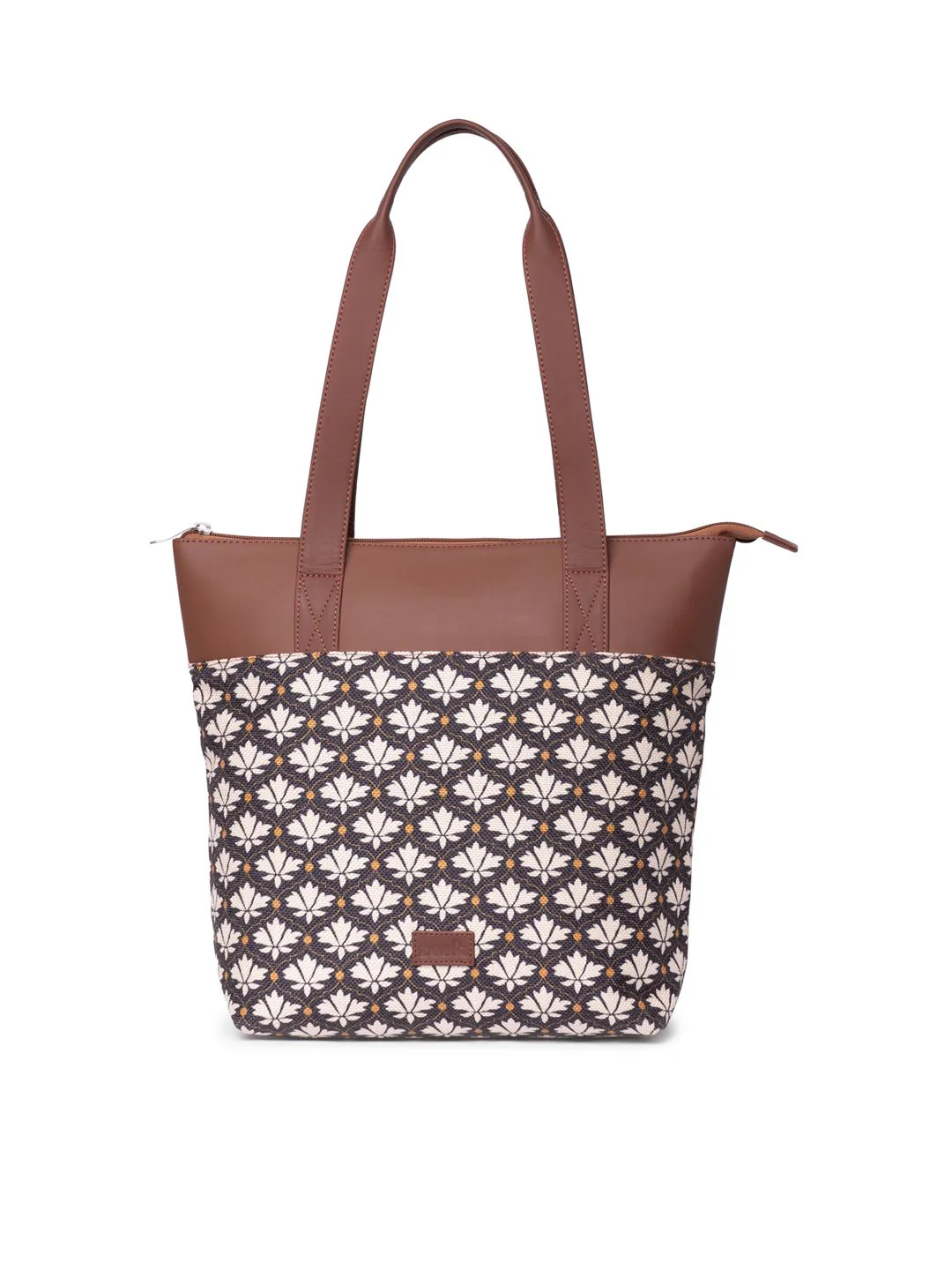 ZOUK Ethnic Motifs Printed Structured Jute Tote Bag - Image 3