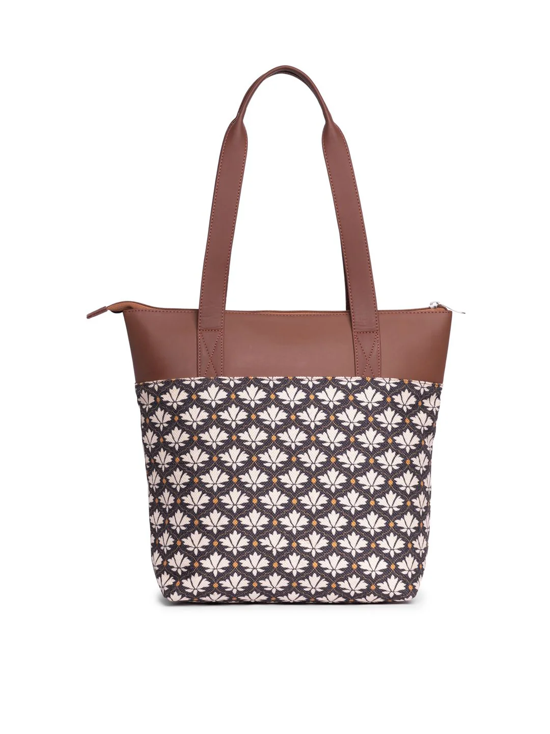 ZOUK Ethnic Motifs Printed Structured Jute Tote Bag - Image 4